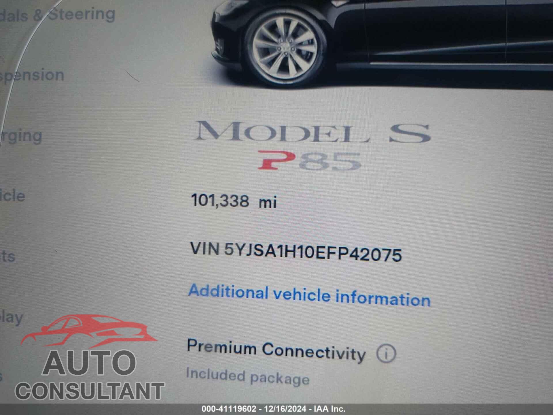 TESLA MODEL S 2014 - 5YJSA1H10EFP42075