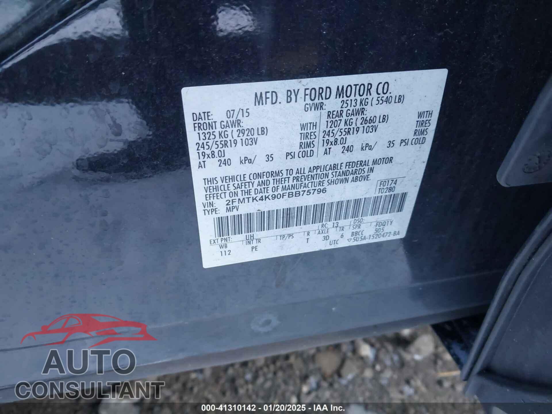 FORD EDGE 2015 - 2FMTK4K90FBB75796