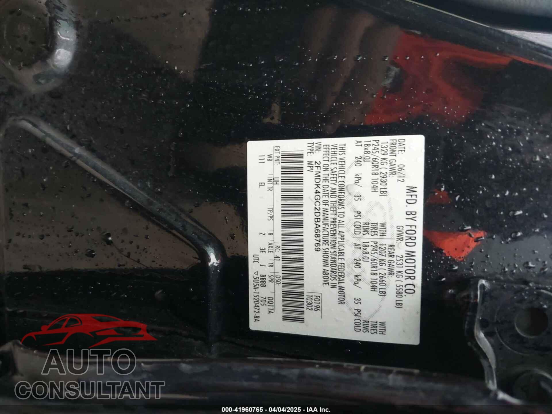 FORD EDGE 2013 - 2FMDK4GC2DBA68769