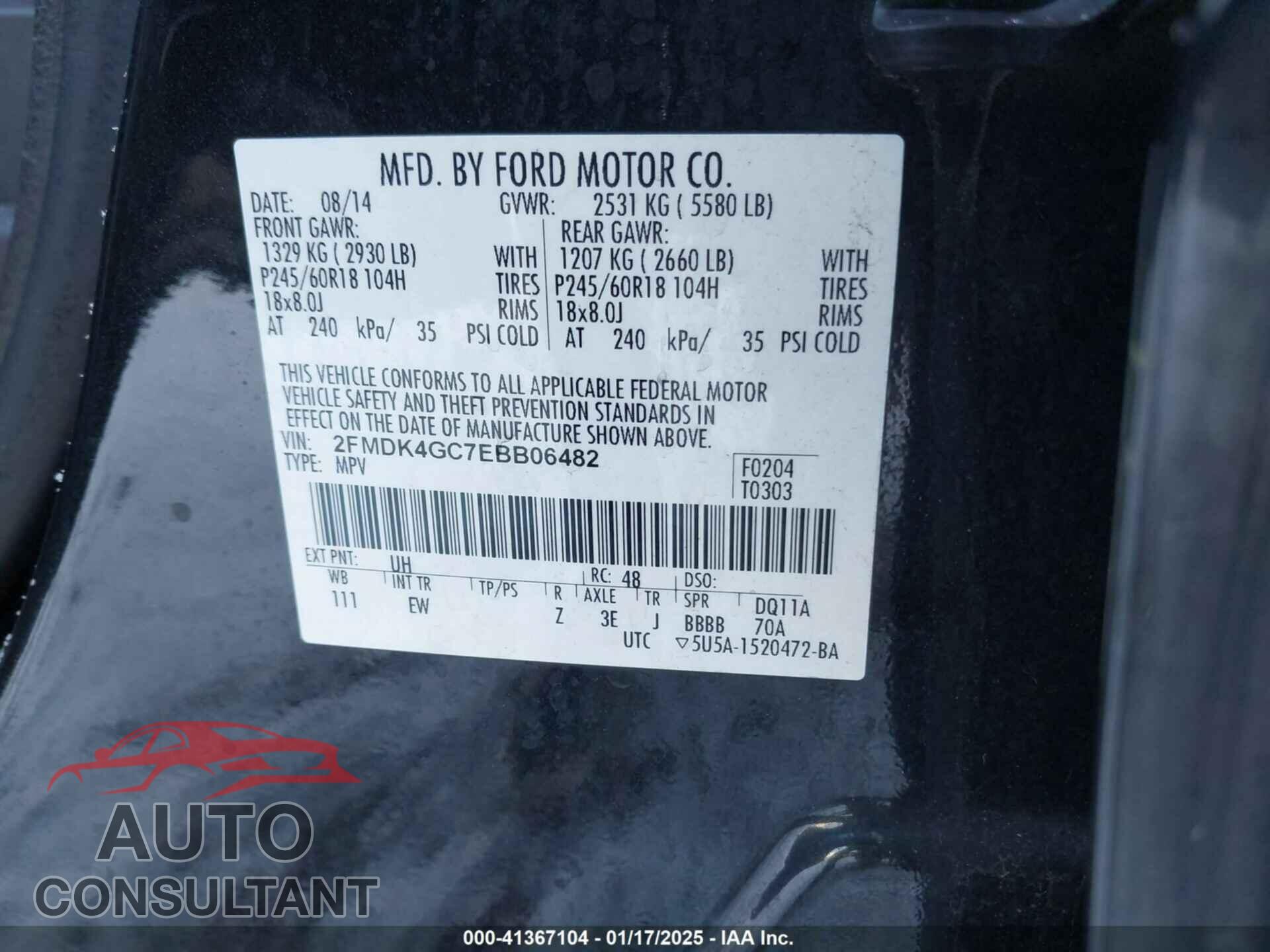 FORD EDGE 2014 - 2FMDK4GC7EBB06482