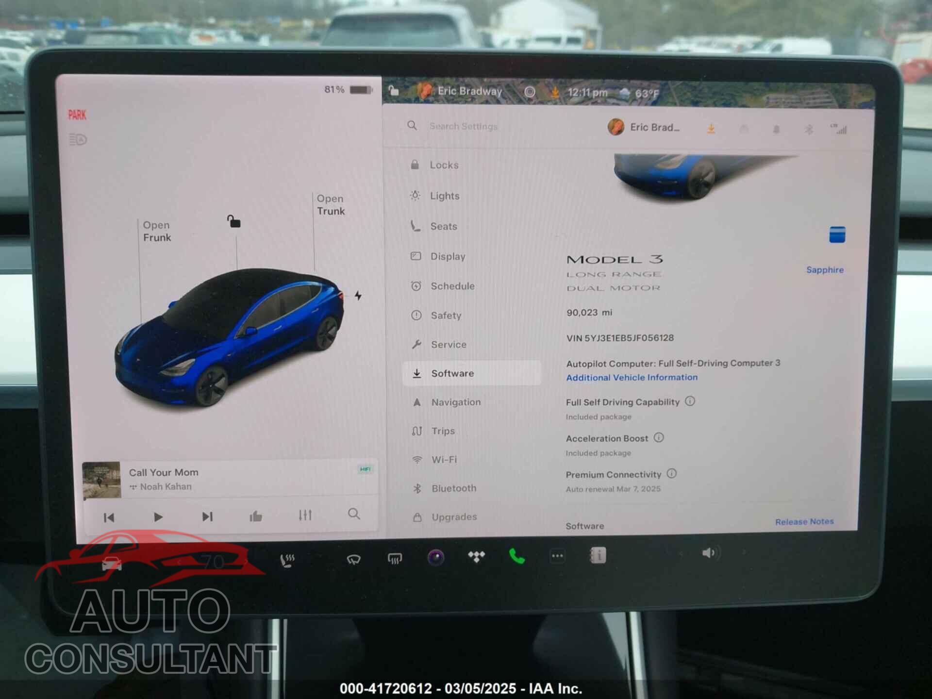 TESLA MODEL 3 2018 - 5YJ3E1EB5JF056128