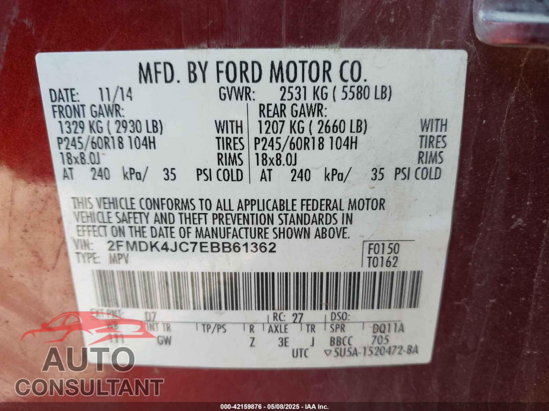 FORD EDGE 2014 - 2FMDK4JC7EBB61362