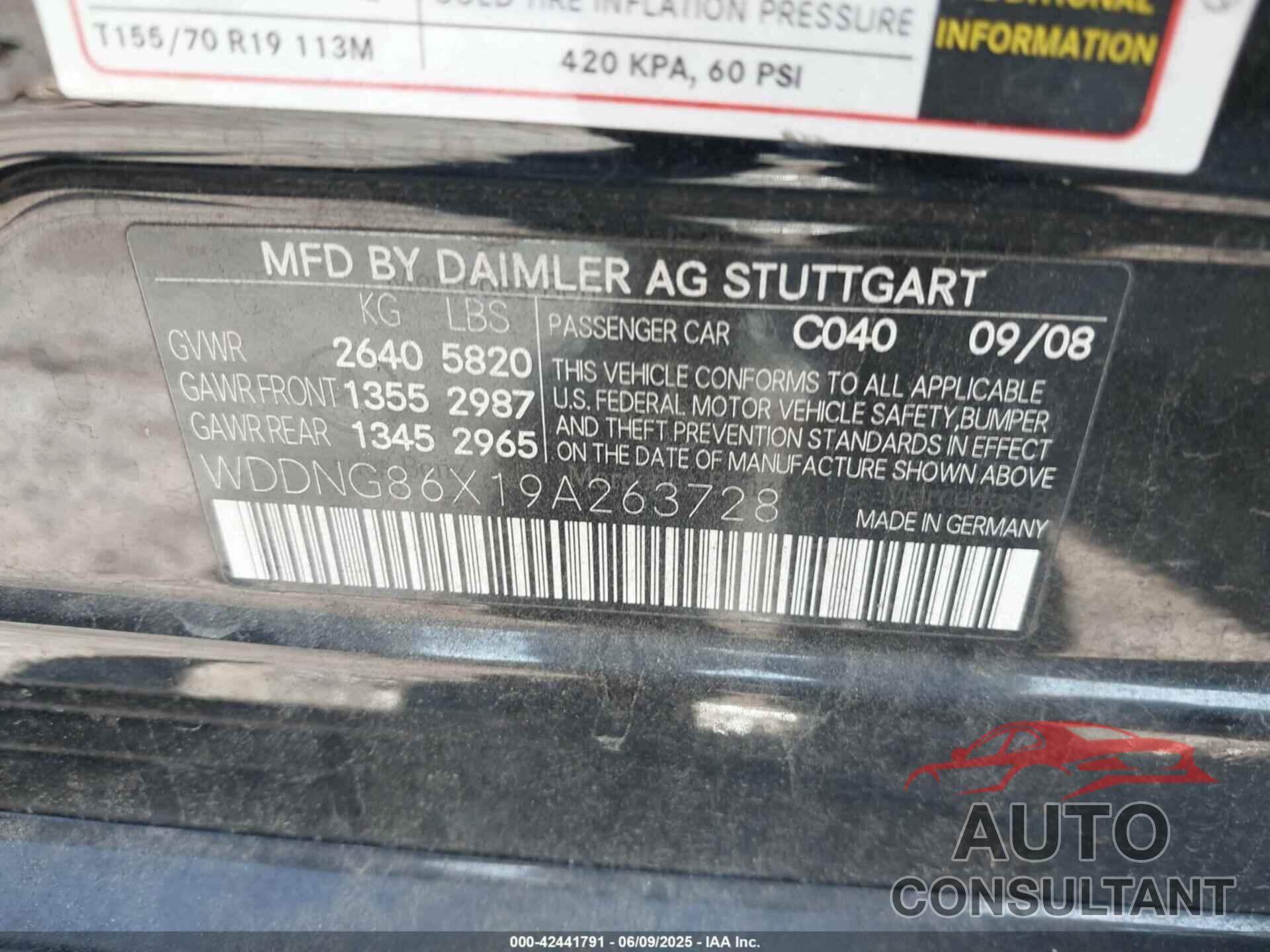 MERCEDES-BENZ S 550 2009 - WDDNG86X19A263728