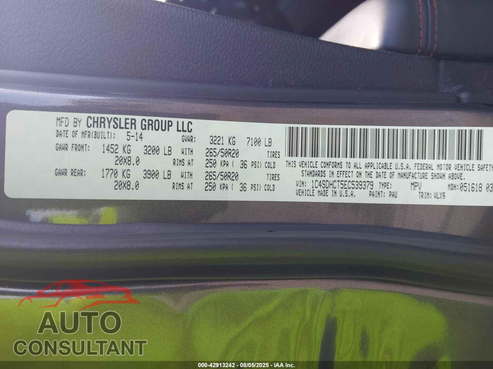 DODGE DURANGO 2014 - 1C4SDHCT5EC539379