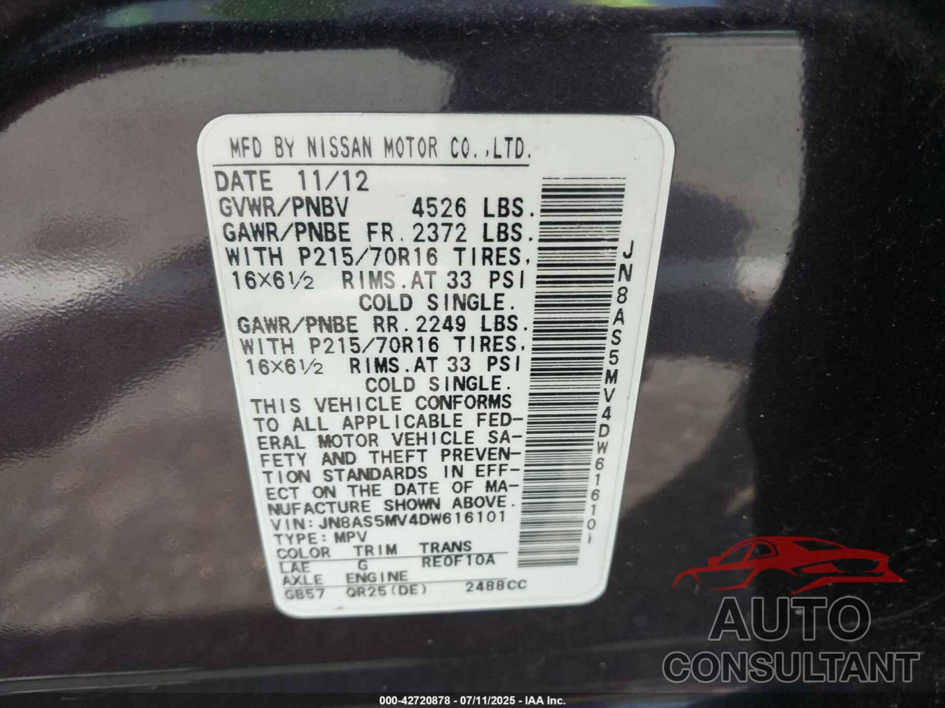 NISSAN ROGUE 2013 - JN8AS5MV4DW616101