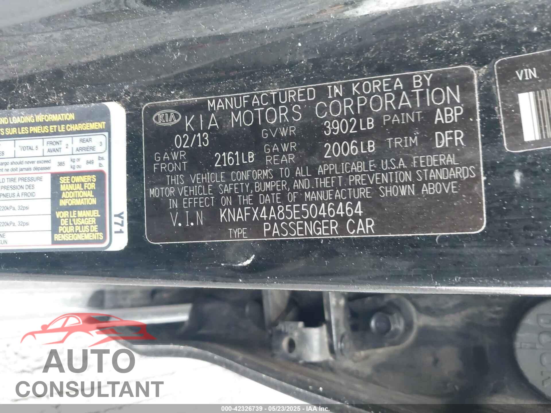KIA FORTE 2014 - KNAFX4A85E5046464