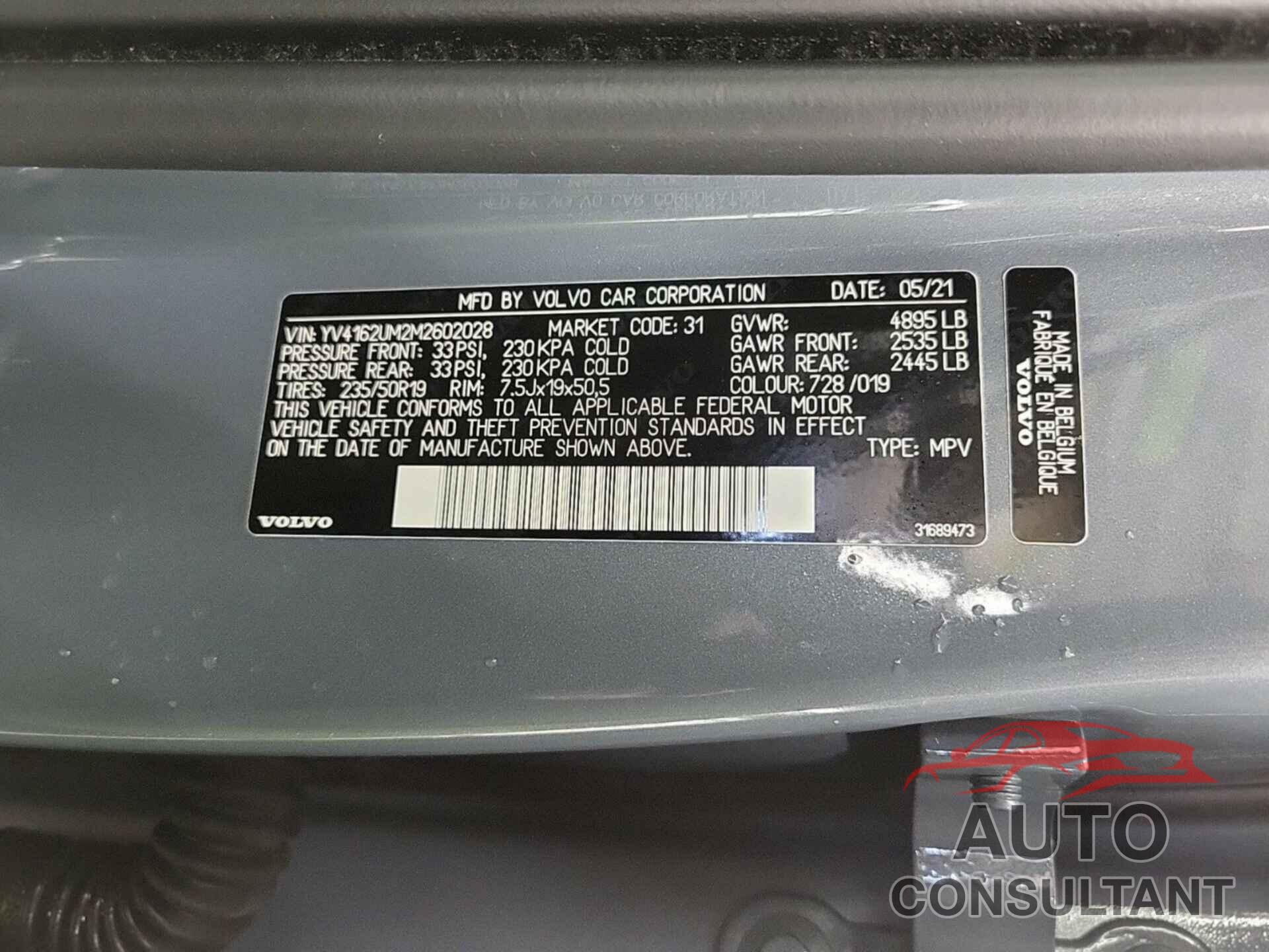 VOLVO XC40 2021 - YV4162UM2M2602028