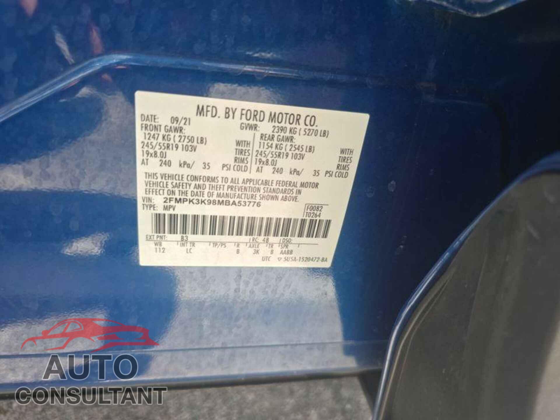 FORD EDGE 2021 - 2FMPK3K98MBA53776