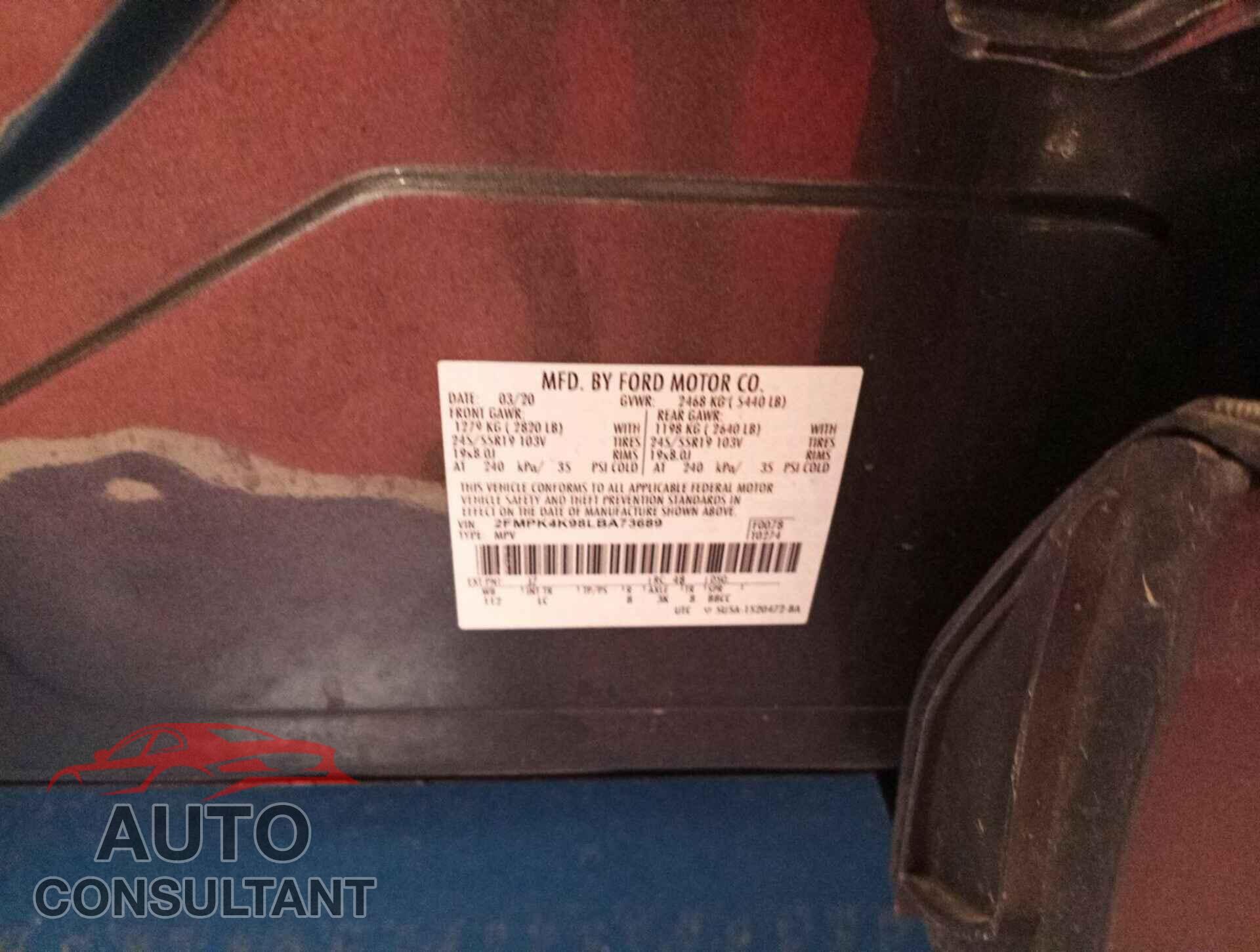 FORD EDGE 2020 - 2FMPK4K98LBA73689