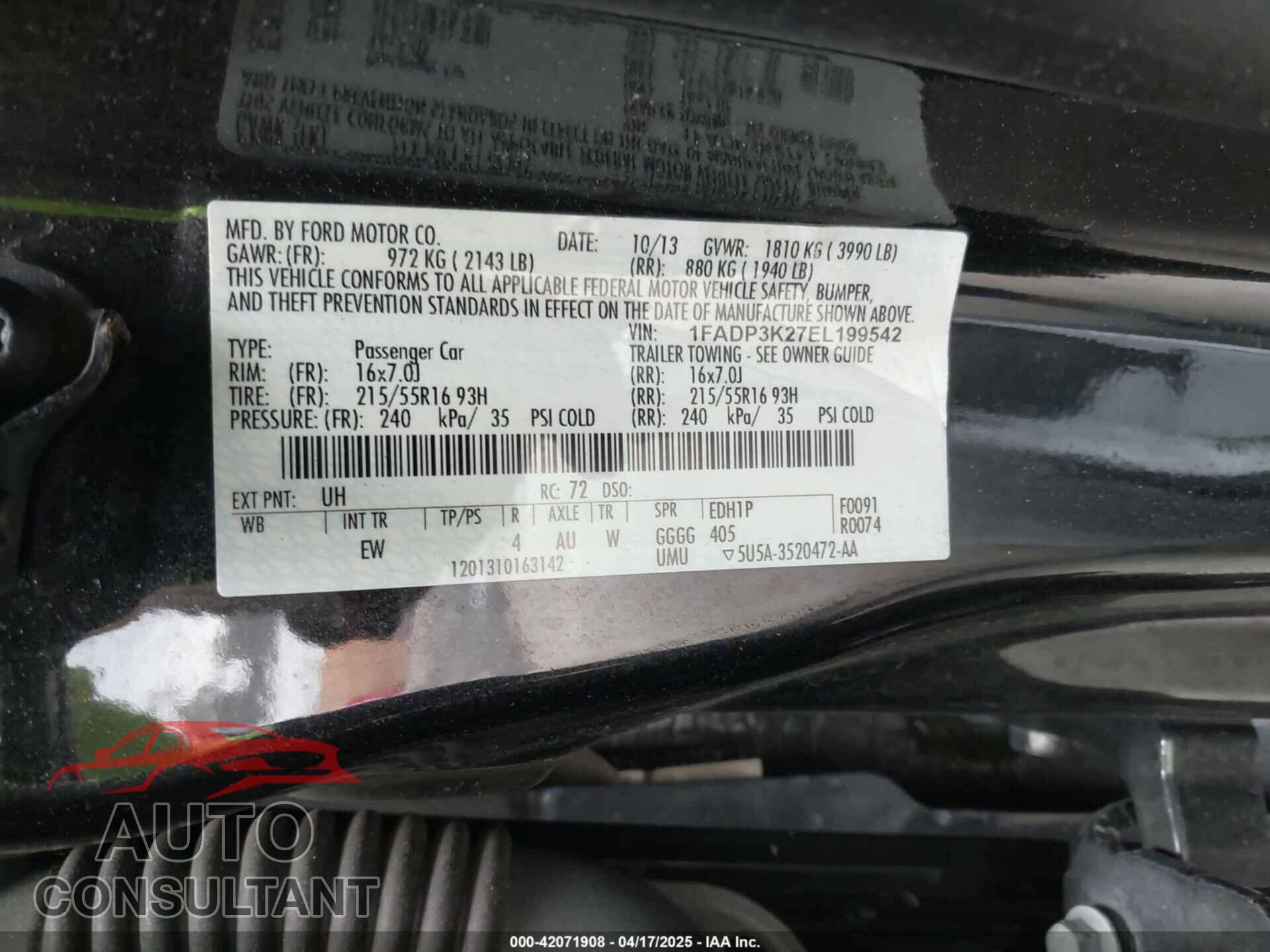 FORD FOCUS 2014 - 1FADP3K27EL199542