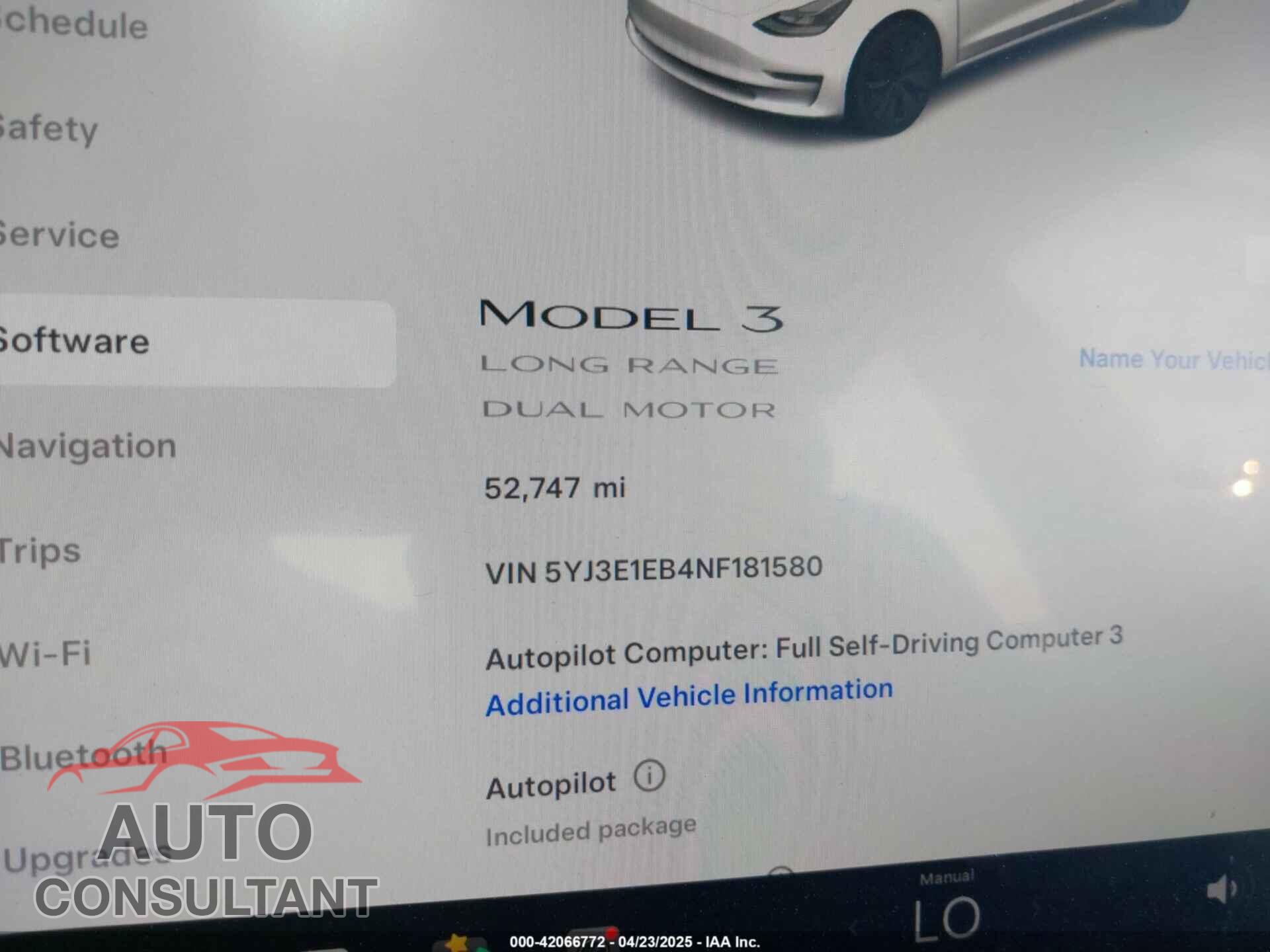 TESLA MODEL 3 2022 - 5YJ3E1EB4NF181580
