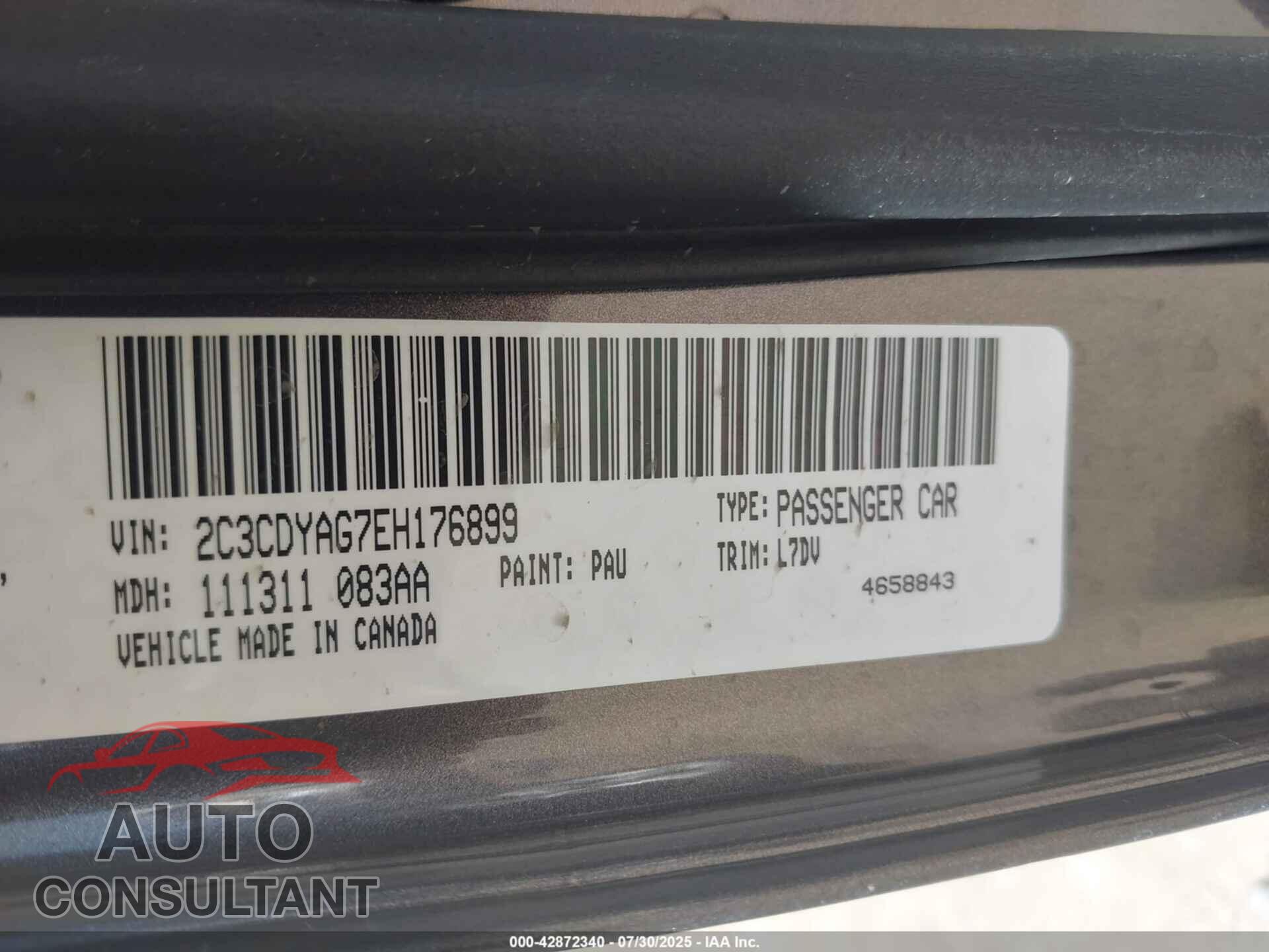 DODGE CHALLENGER 2014 - 2C3CDYAG7EH176899