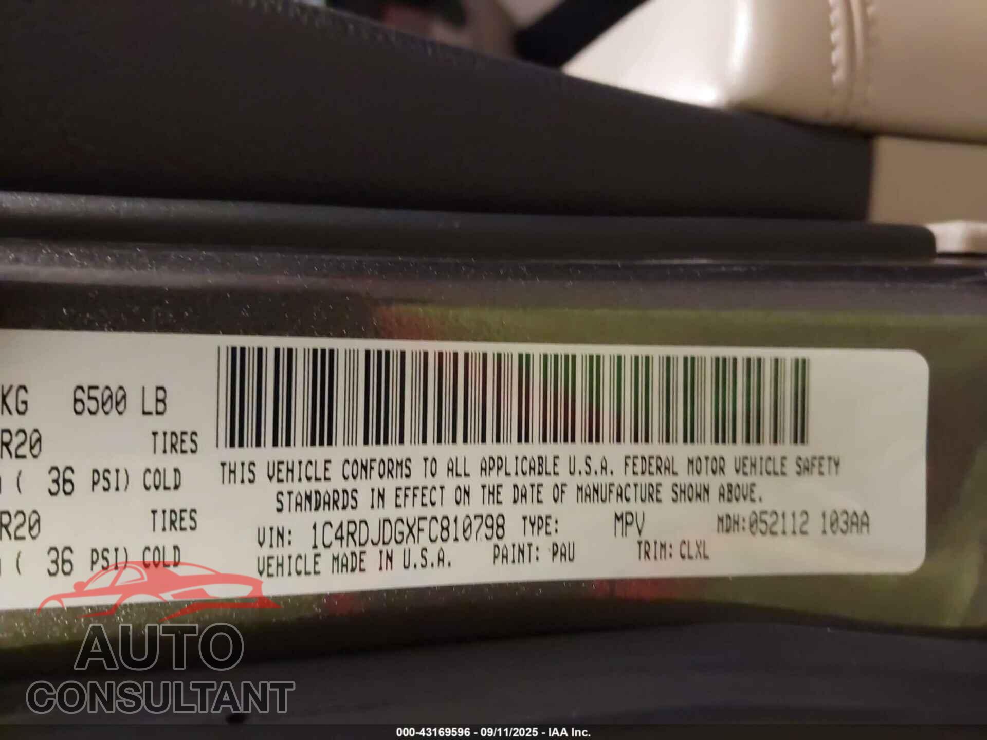 DODGE DURANGO 2015 - 1C4RDJDGXFC810798