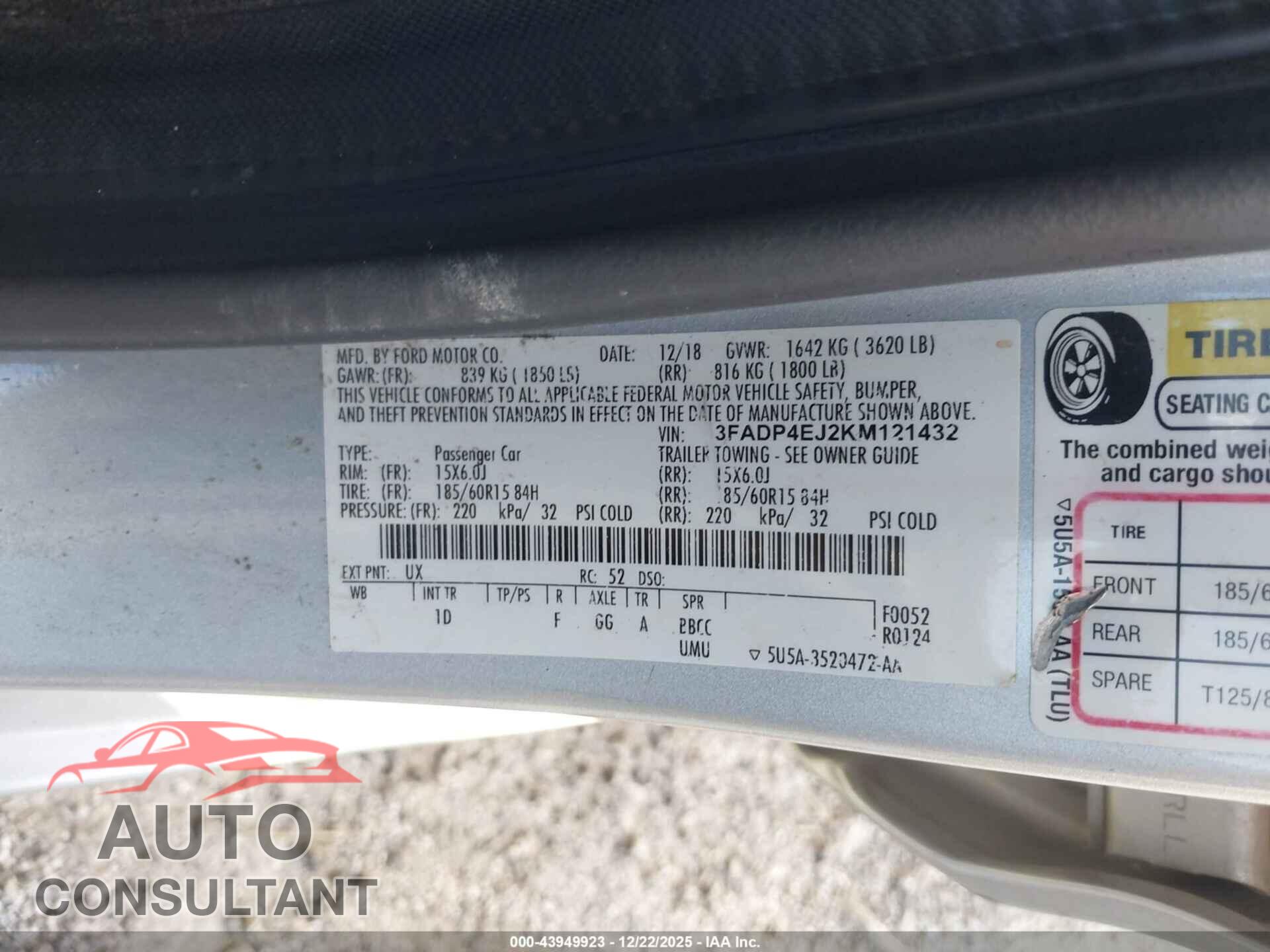 FORD FIESTA 2019 - 3FADP4EJ2KM121432