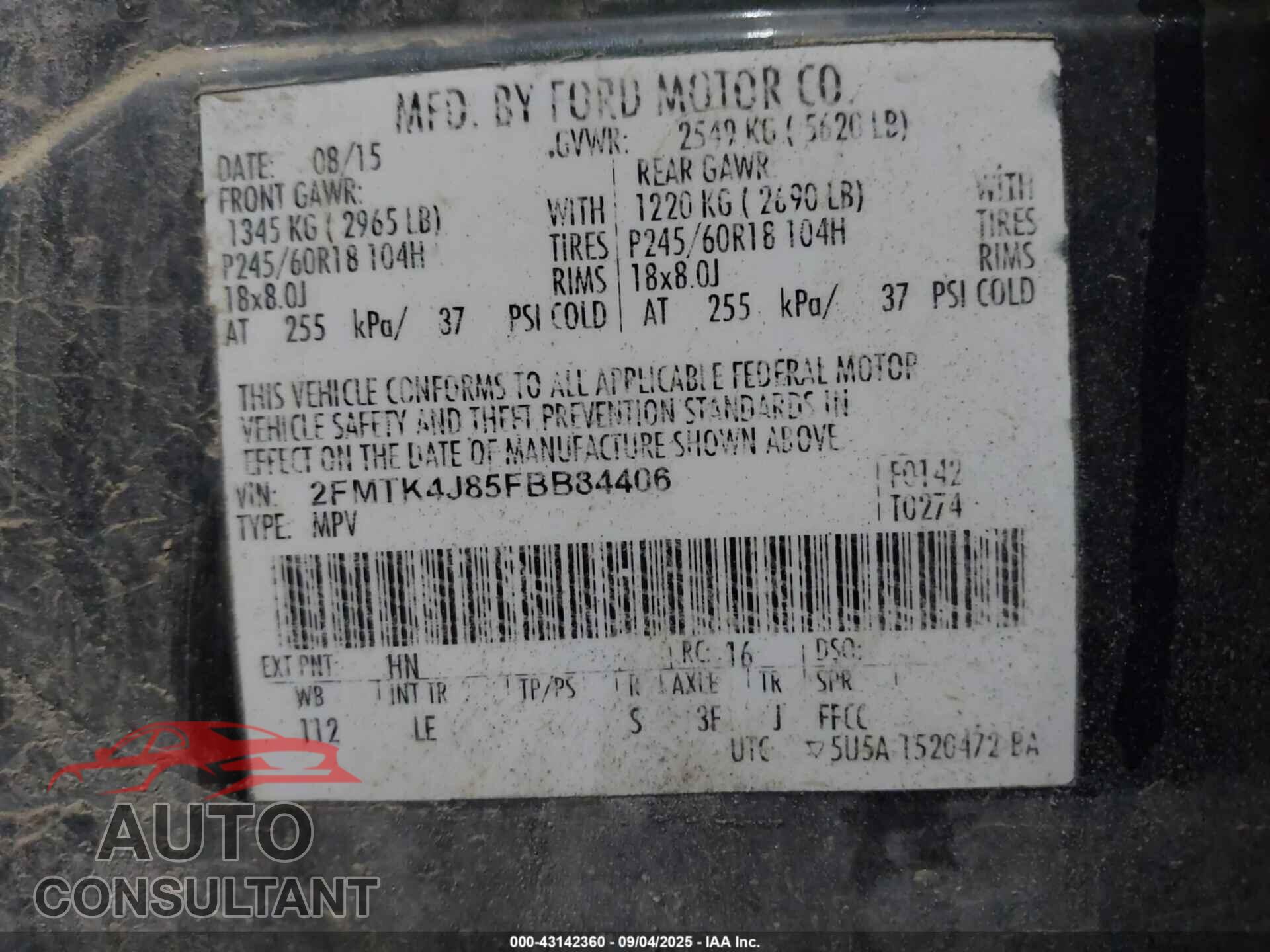 FORD EDGE 2015 - 2FMTK4J85FBB84406