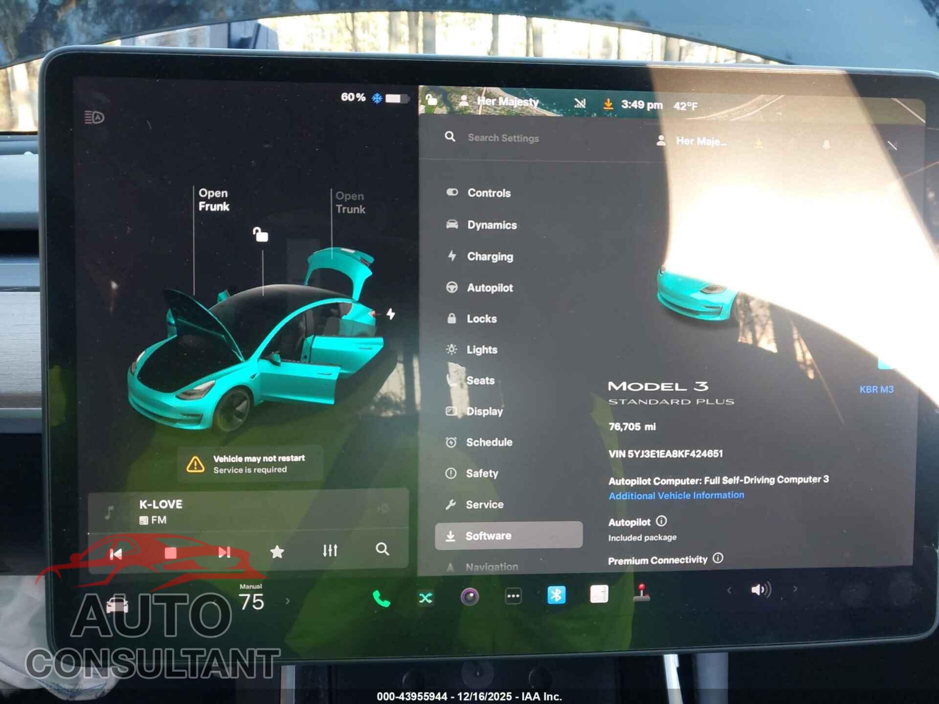 TESLA MODEL 3 2019 - 5YJ3E1EA8KF424651