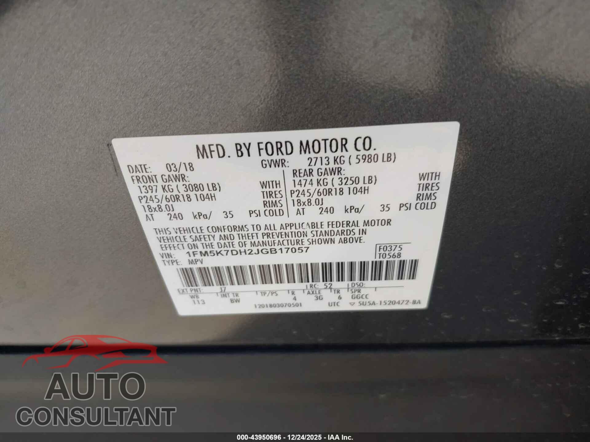 FORD EXPLORER 2018 - 1FM5K7DH2JGB17057