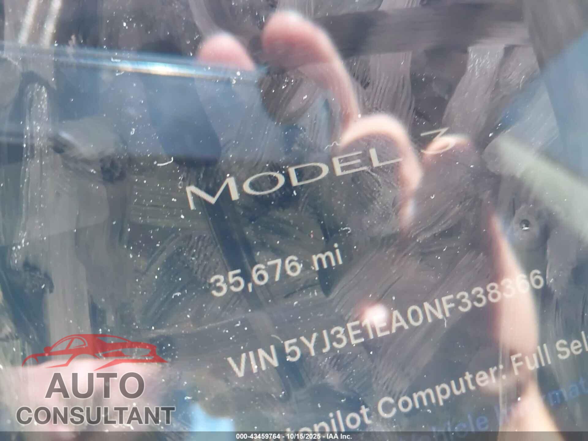 TESLA MODEL 3 2022 - 5YJ3E1EA0NF338366