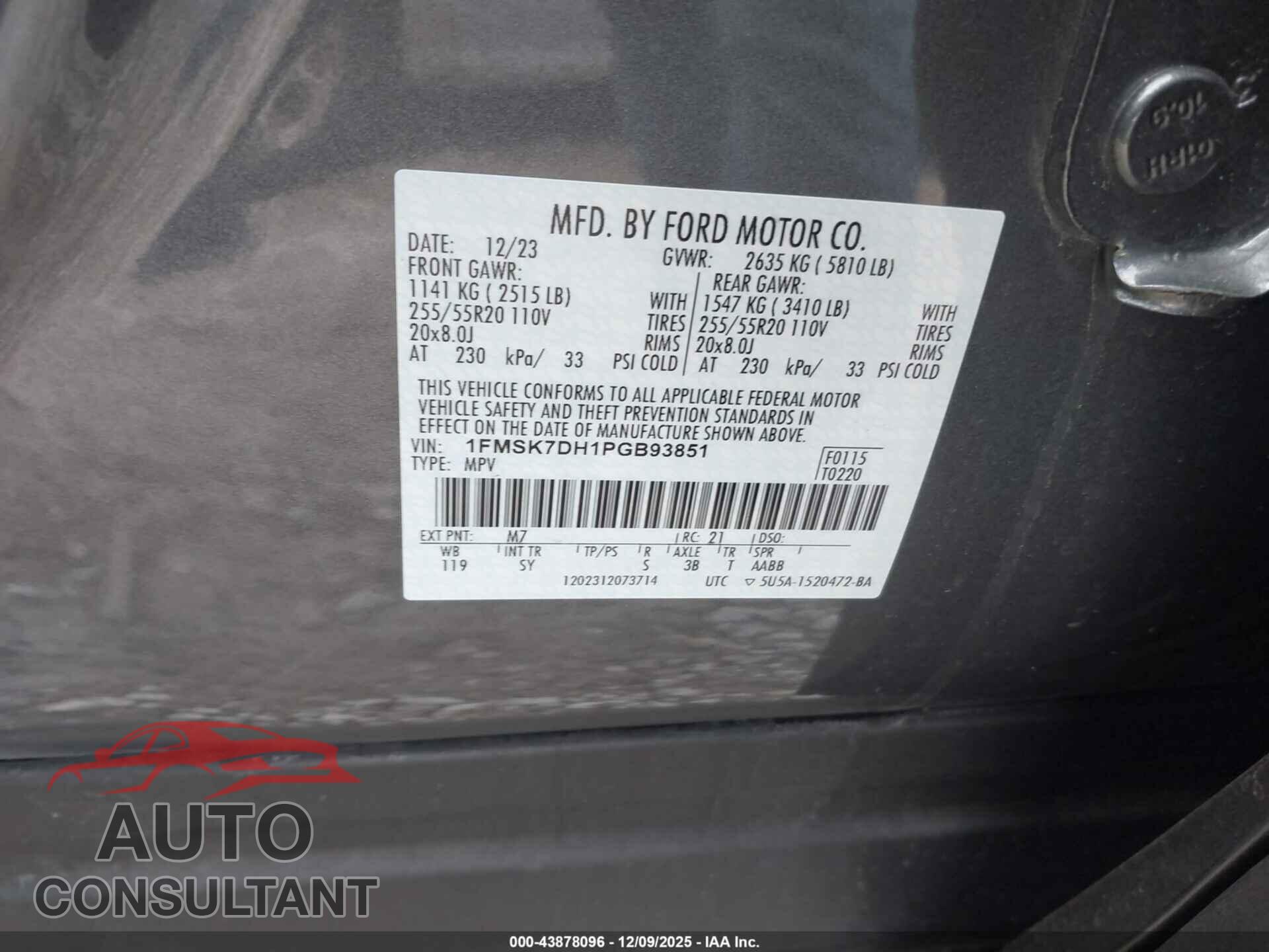 FORD EXPLORER 2023 - 1FMSK7DH1PGB93851