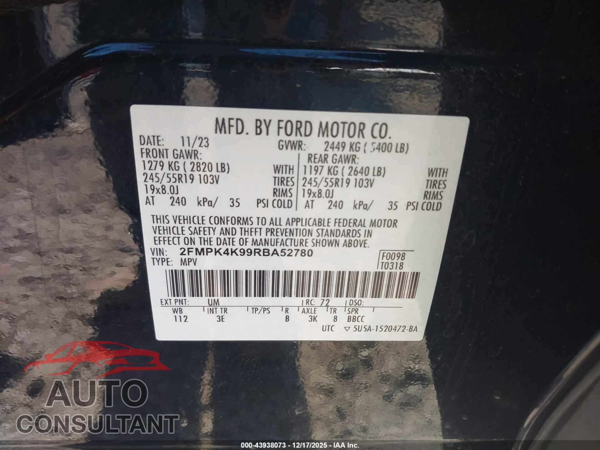 FORD EDGE 2024 - 2FMPK4K99RBA52780