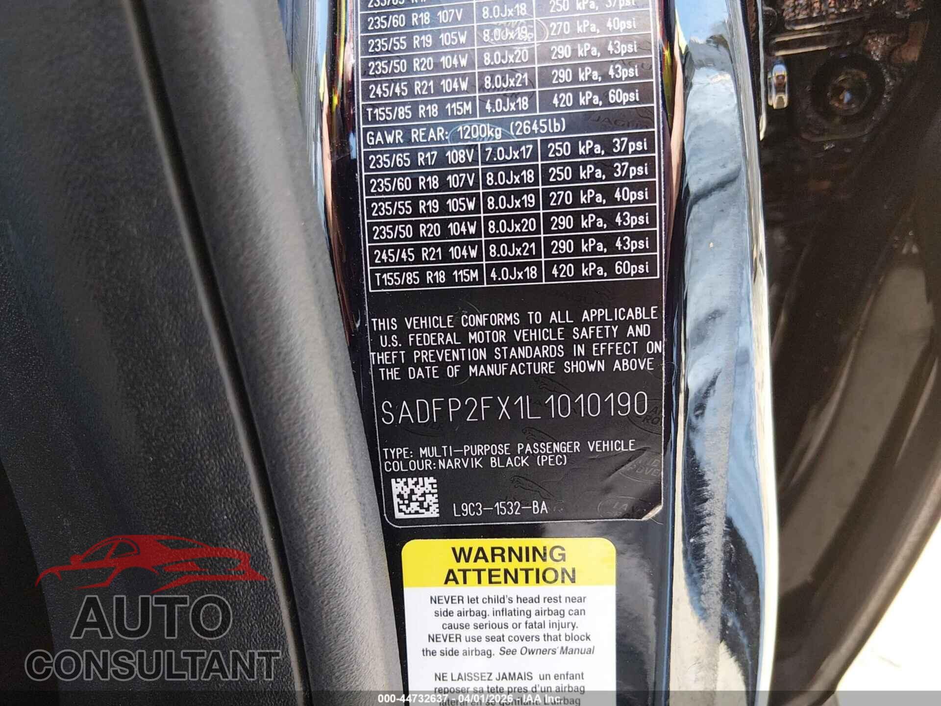 JAGUAR E-PACE 2020 - SADFP2FX1L1010190