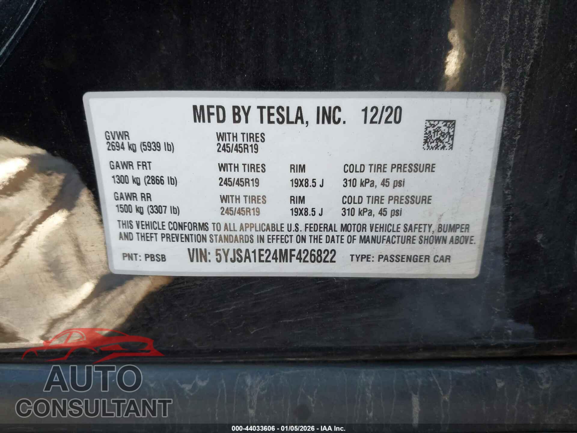 TESLA MODEL S 2021 - 5YJSA1E24MF426822