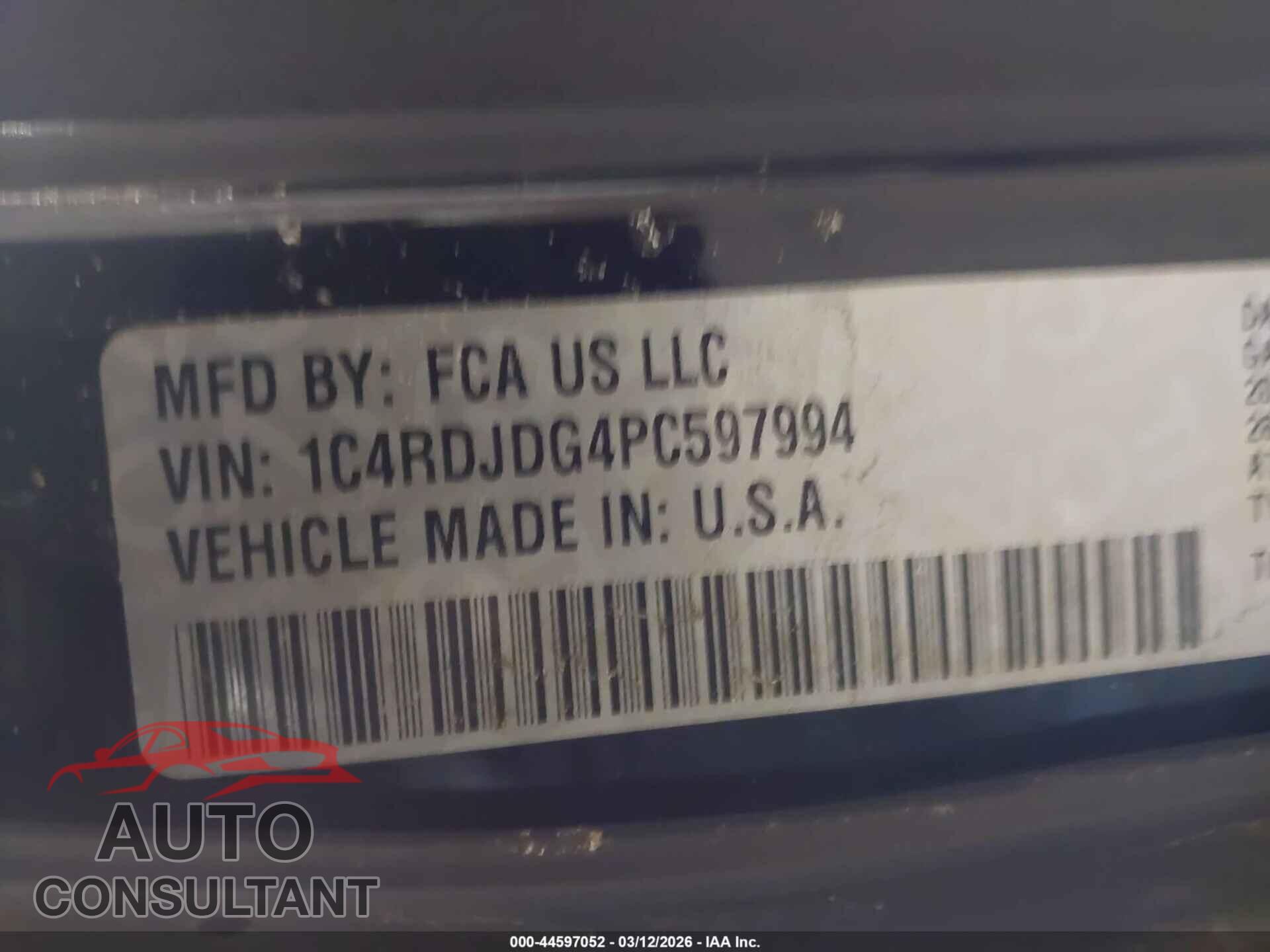 DODGE DURANGO 2023 - 1C4RDJDG4PC597994
