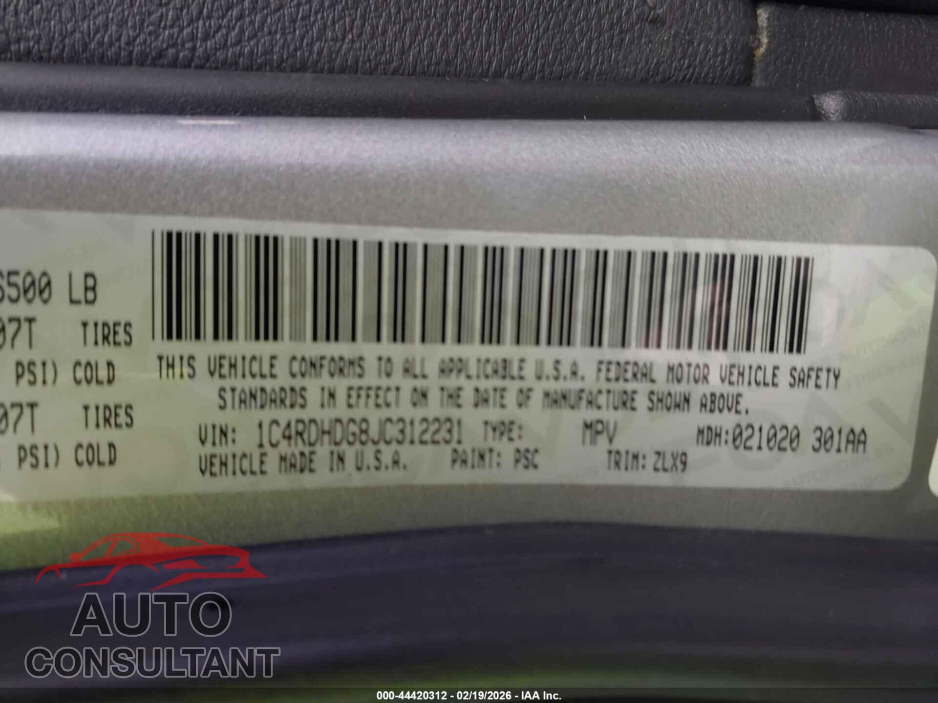 DODGE DURANGO 2018 - 1C4RDHDG8JC312231