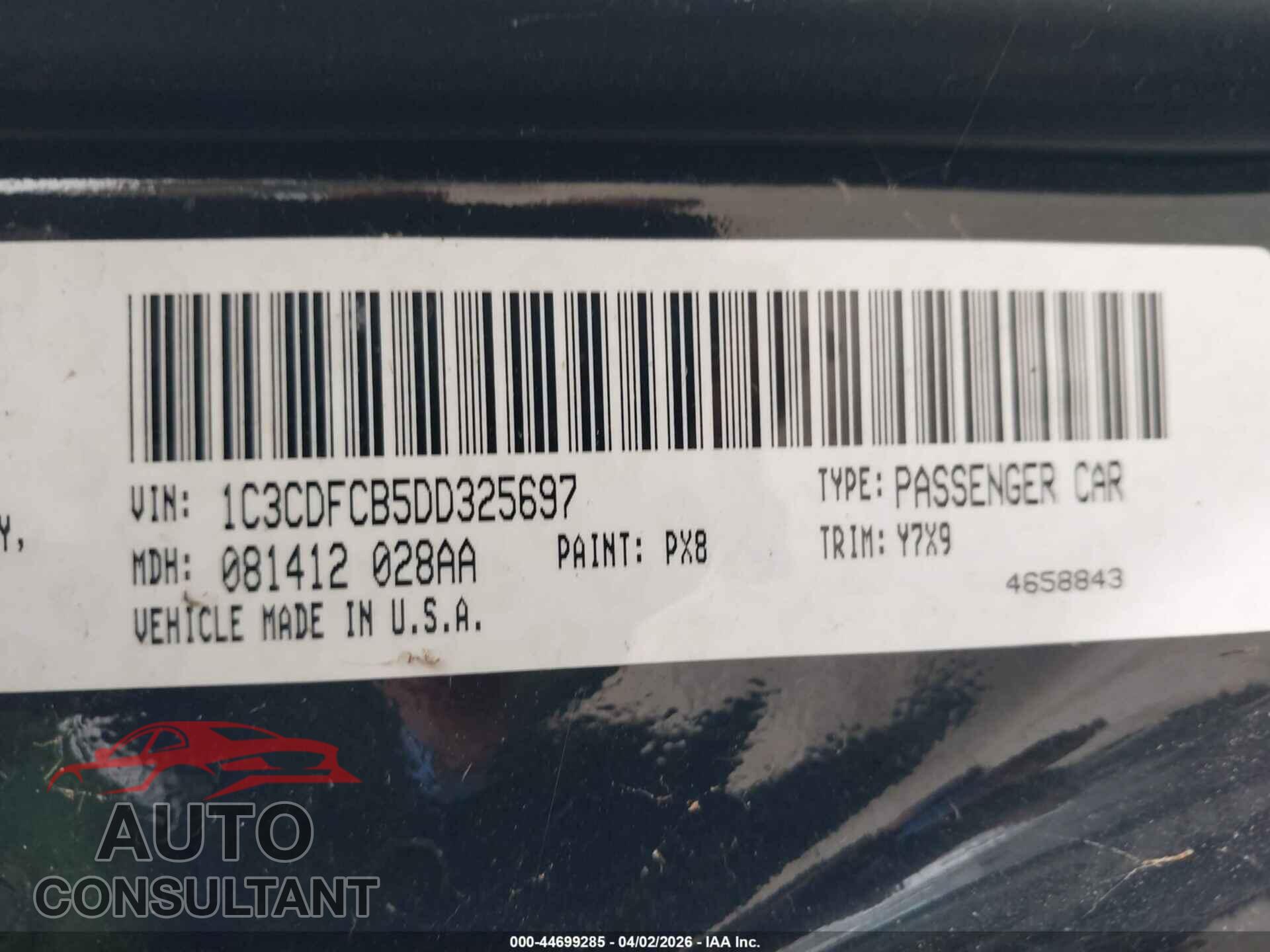 DODGE DART 2013 - 1C3CDFCB5DD325697