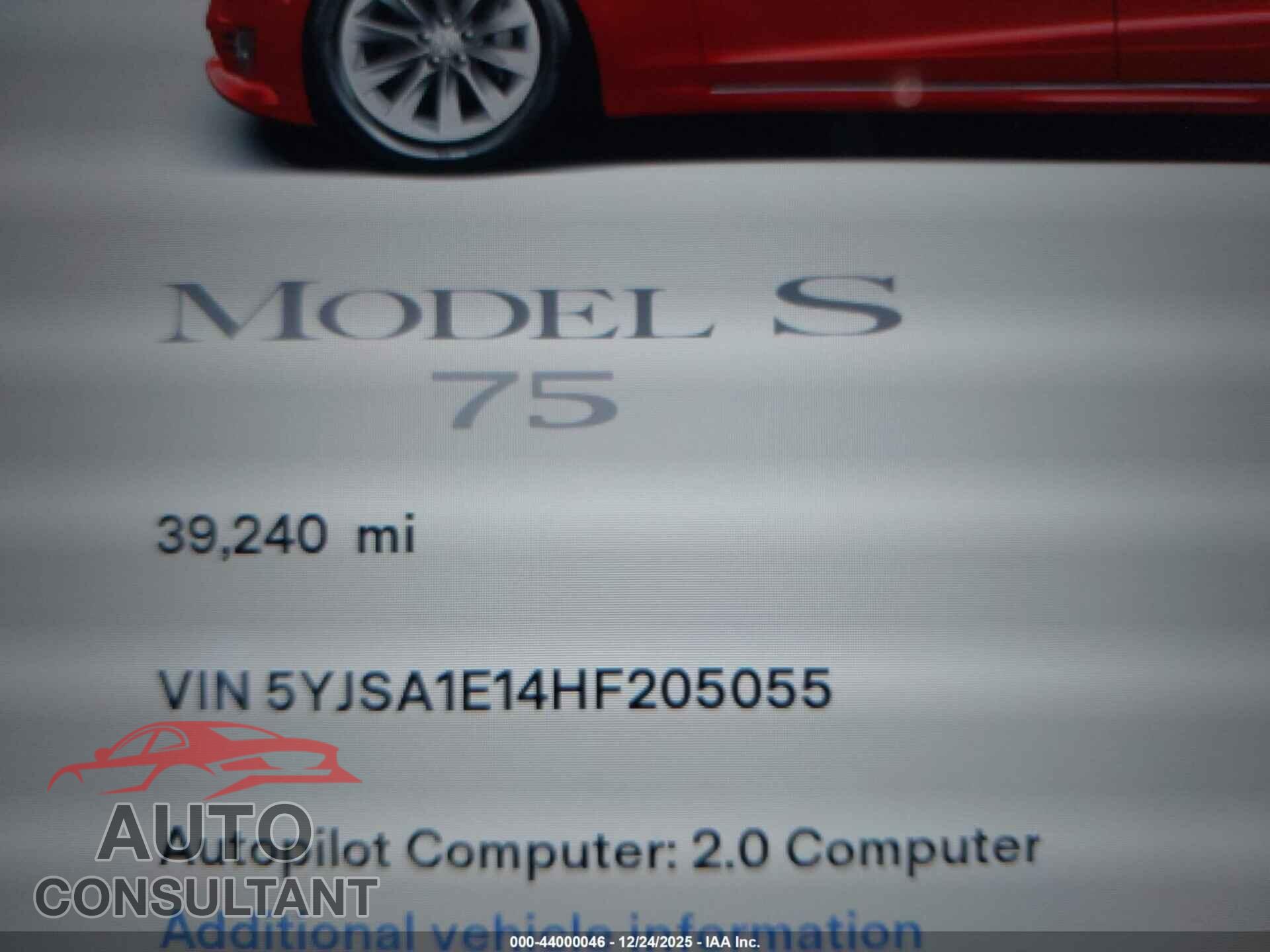 TESLA MODEL S 2017 - 5YJSA1E14HF205055