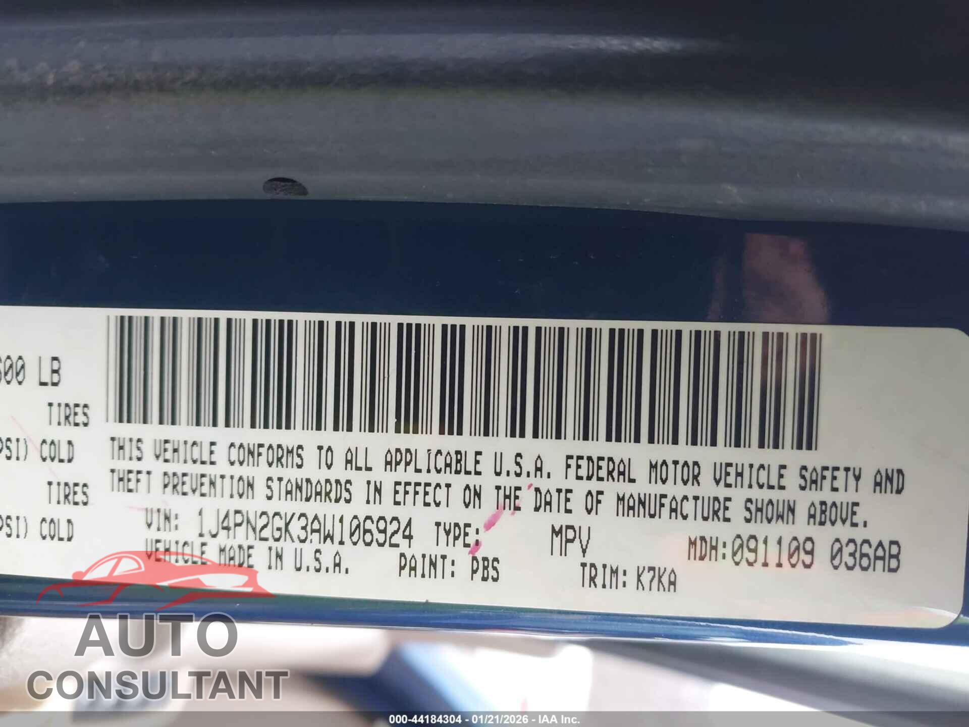 JEEP LIBERTY 2010 - 1J4PN2GK3AW106924