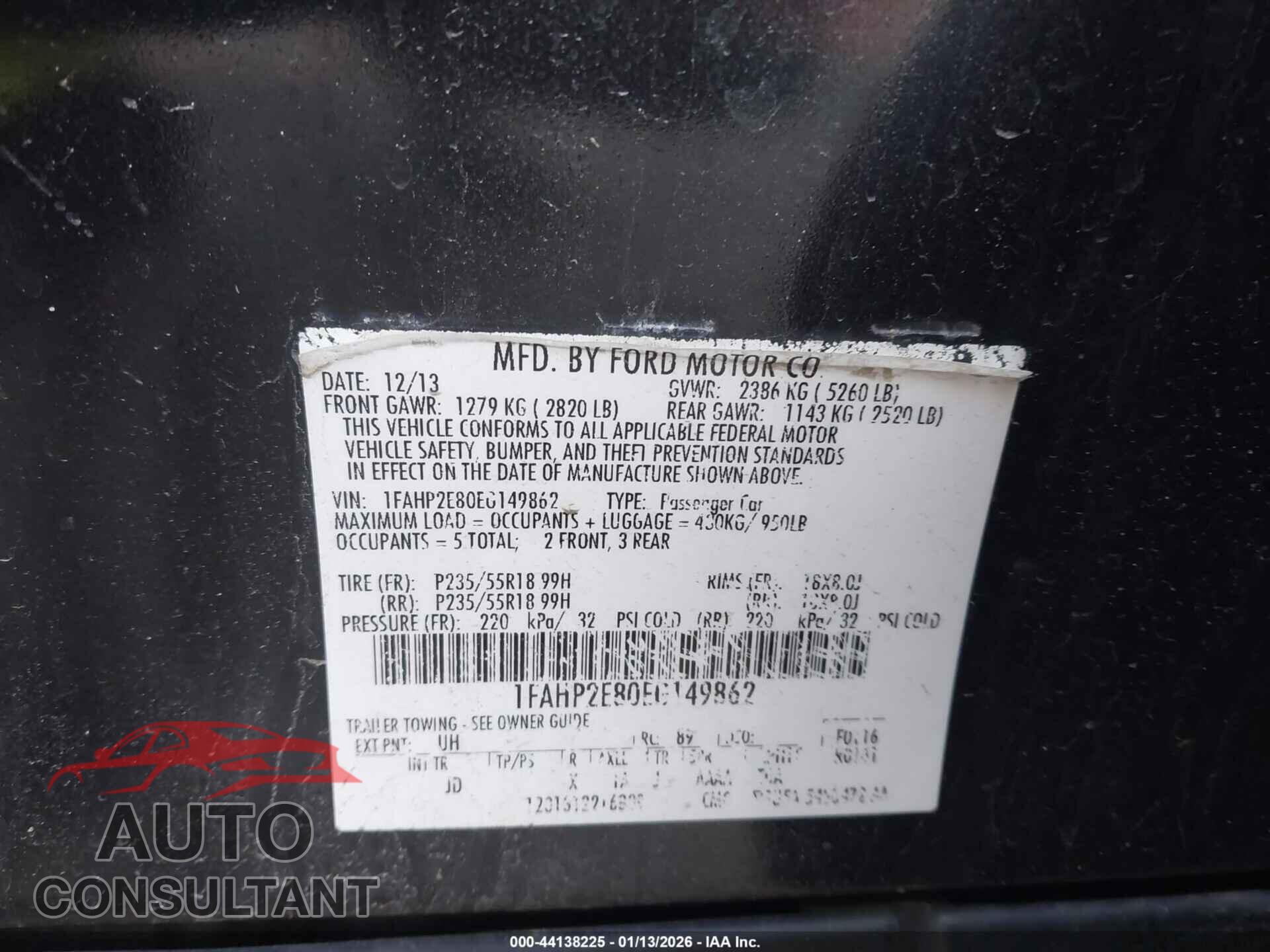 FORD TAURUS 2014 - 1FAHP2E80EG149862