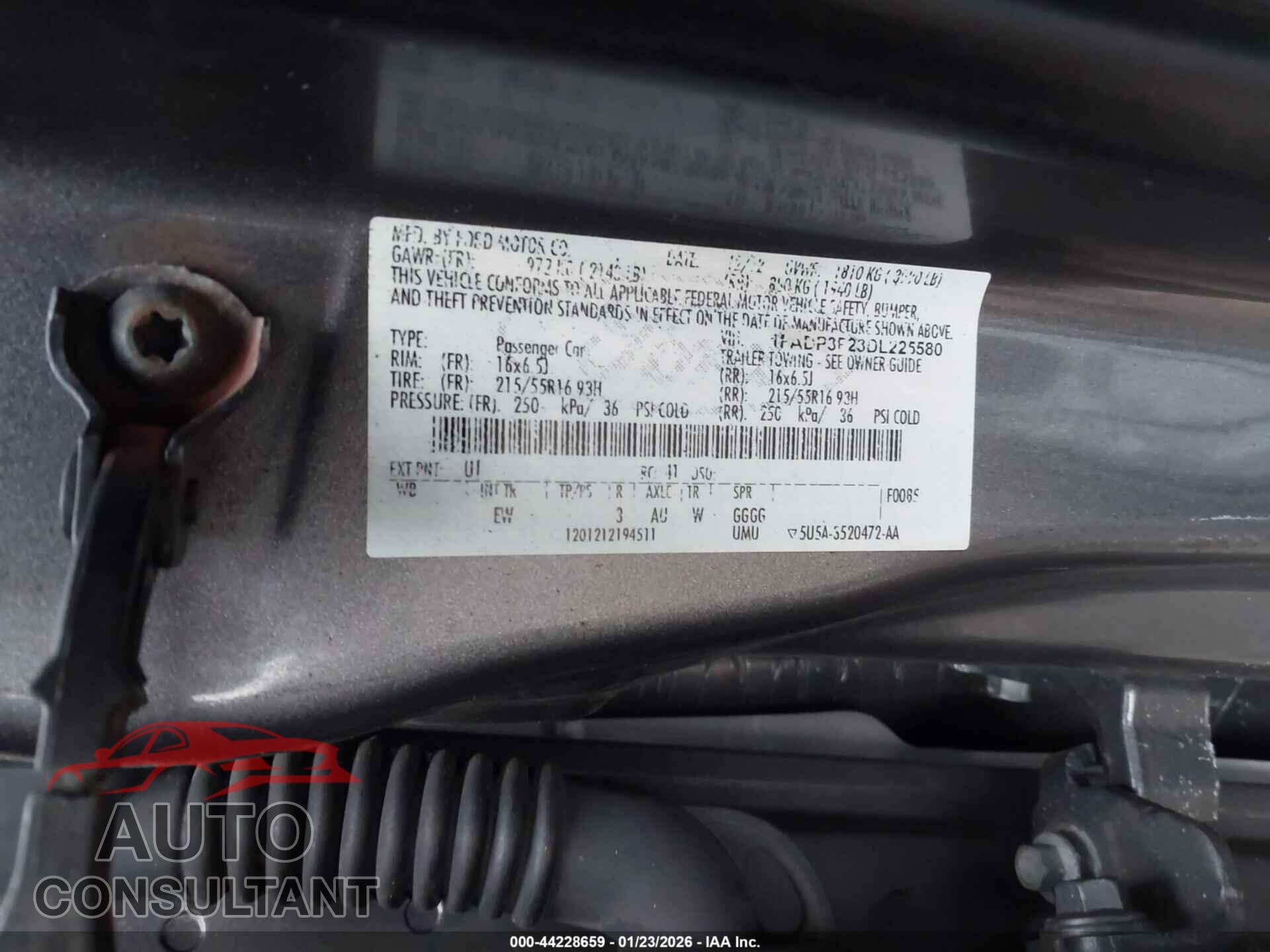 FORD FOCUS 2013 - 1FADP3F23DL225580