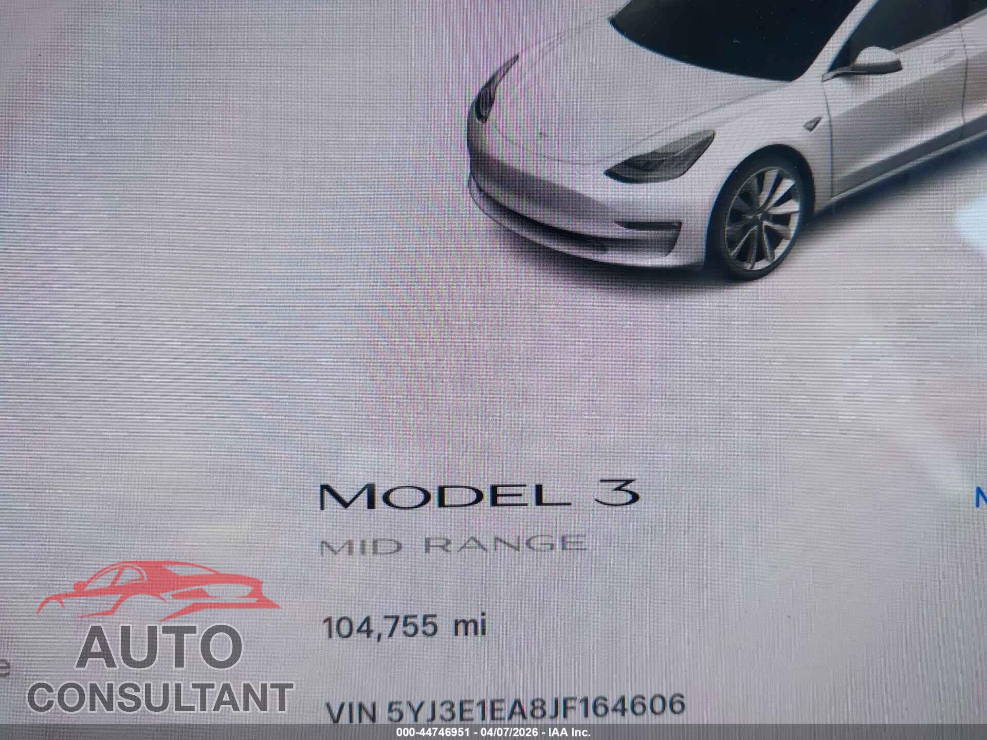 TESLA MODEL 3 2018 - 5YJ3E1EA8JF164606