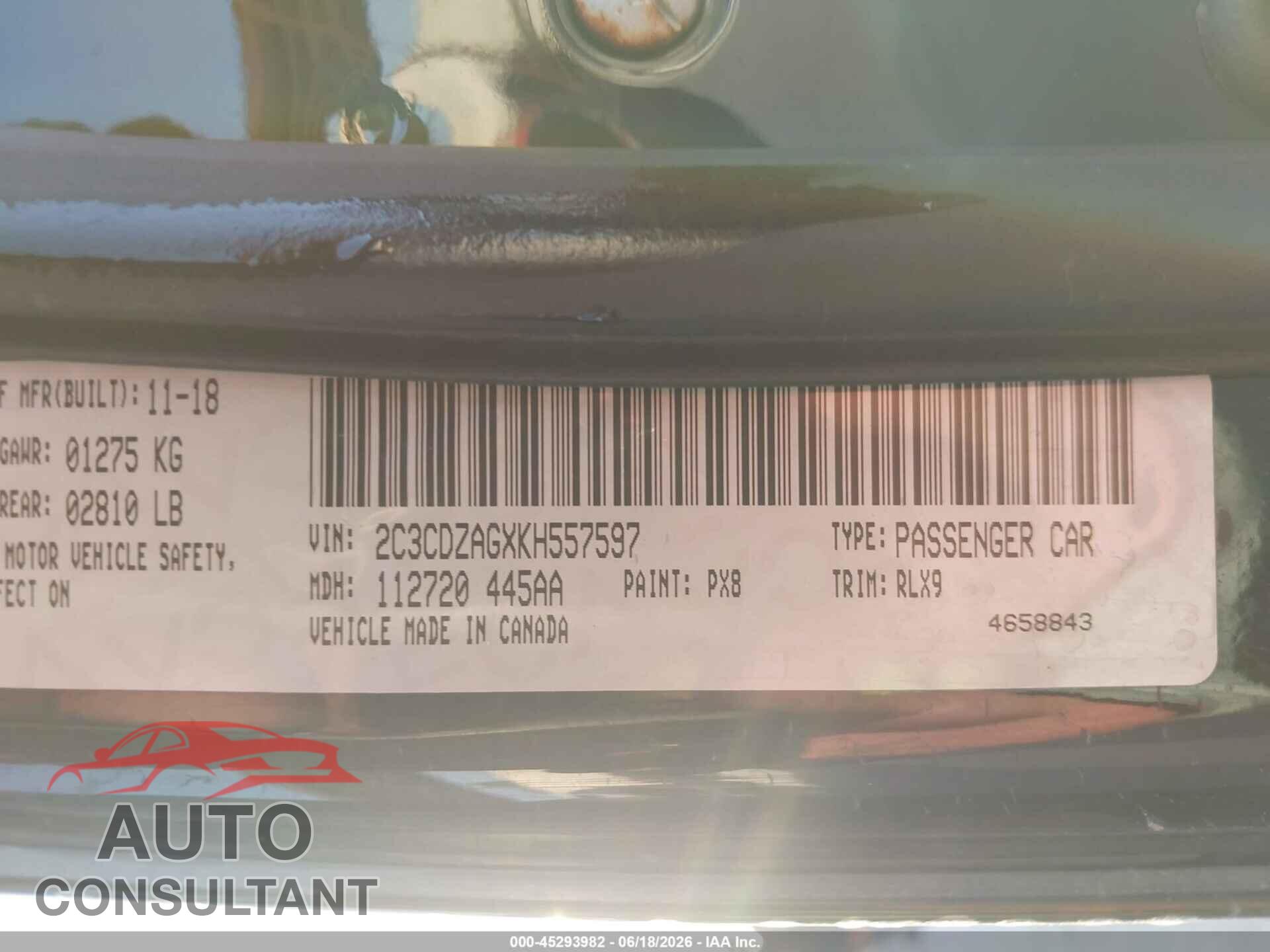 DODGE CHALLENGER 2019 - 2C3CDZAGXKH557597