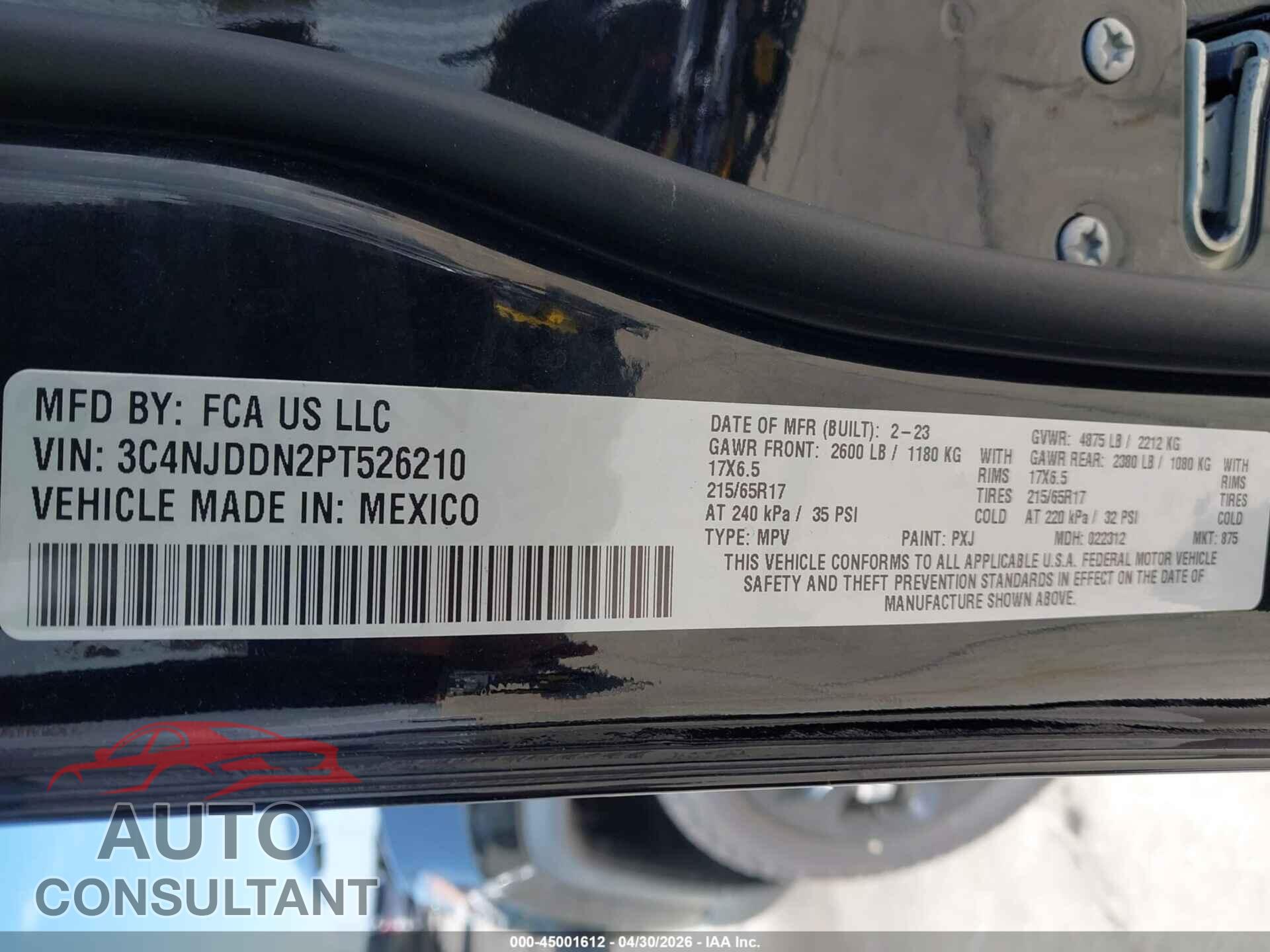 JEEP COMPASS 2023 - 3C4NJDDN2PT526210