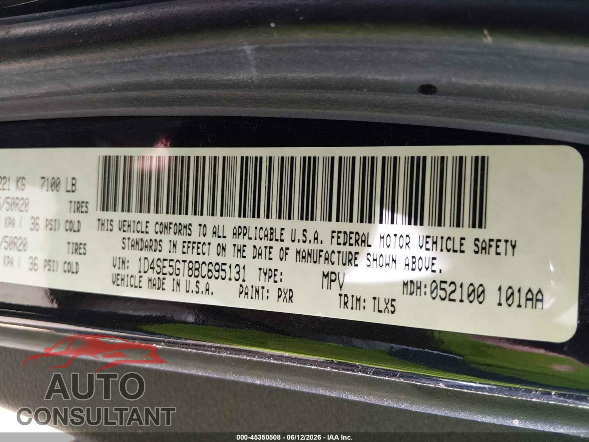 DODGE DURANGO 2011 - 1D4SE5GT8BC695131