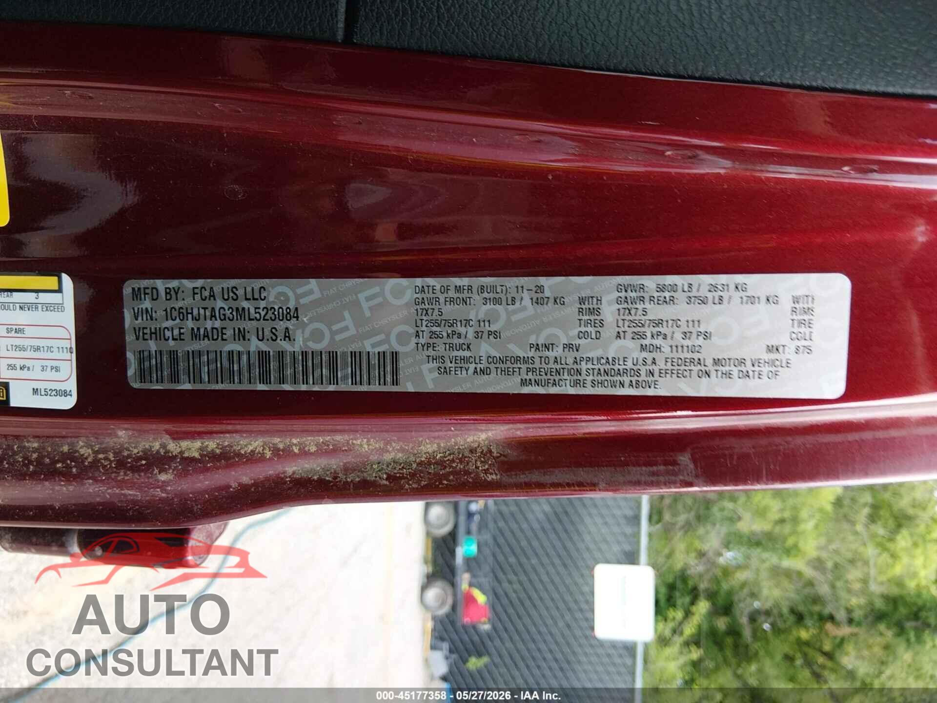 JEEP GLADIATOR 2021 - 1C6HJTAG3ML523084