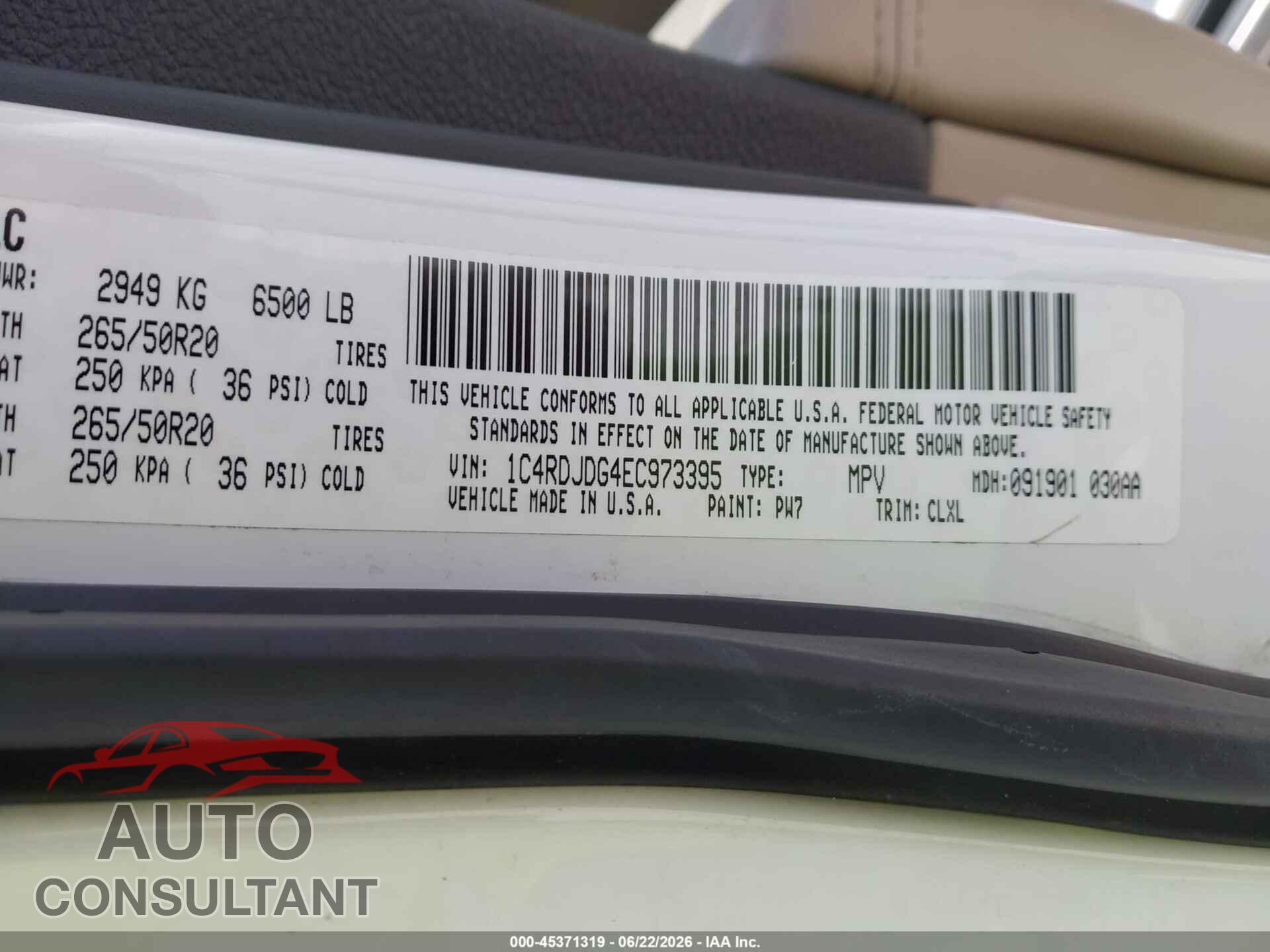 DODGE DURANGO 2014 - 1C4RDJDG4EC973395