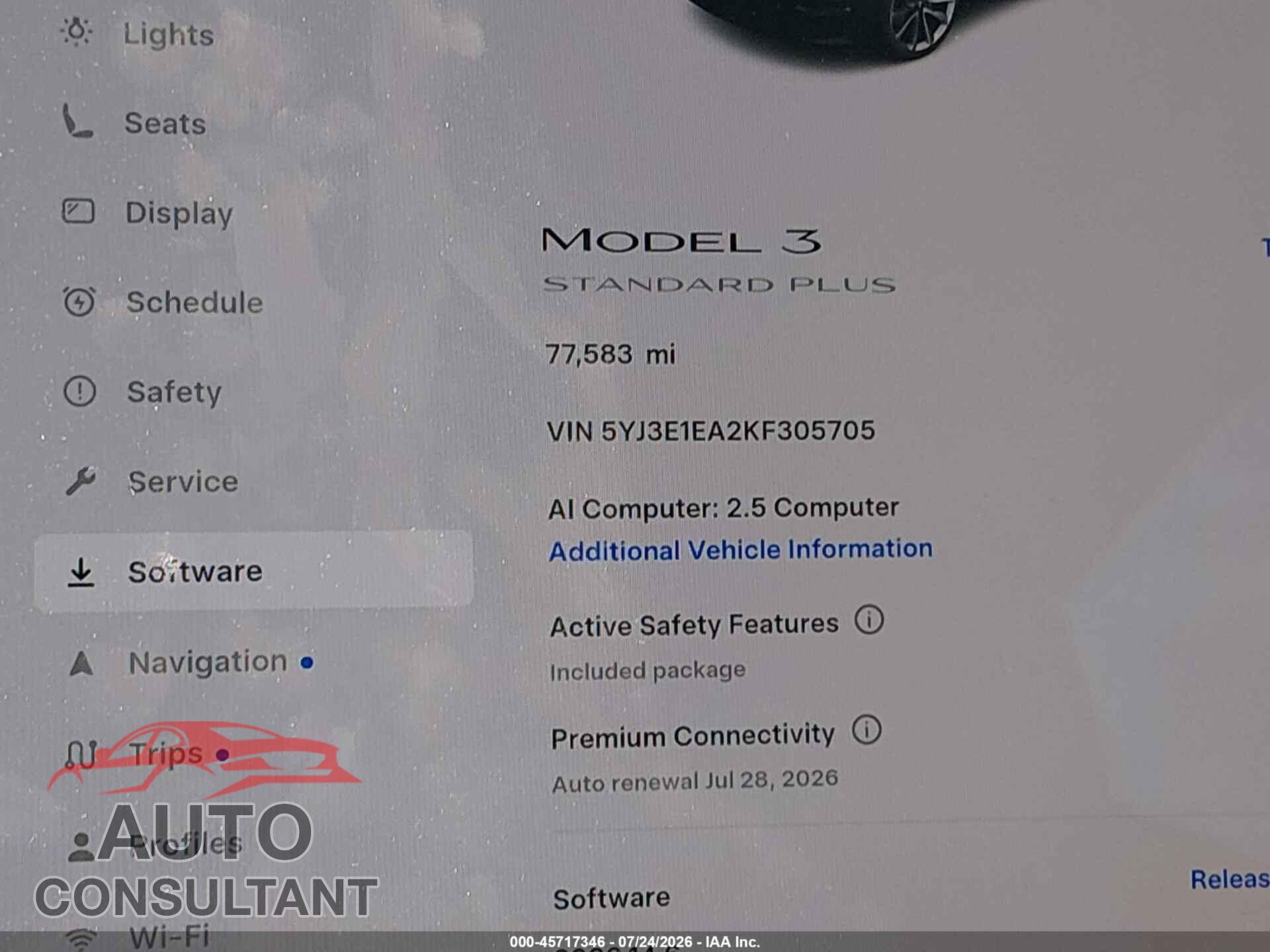 TESLA MODEL 3 2019 - 5YJ3E1EA2KF305705