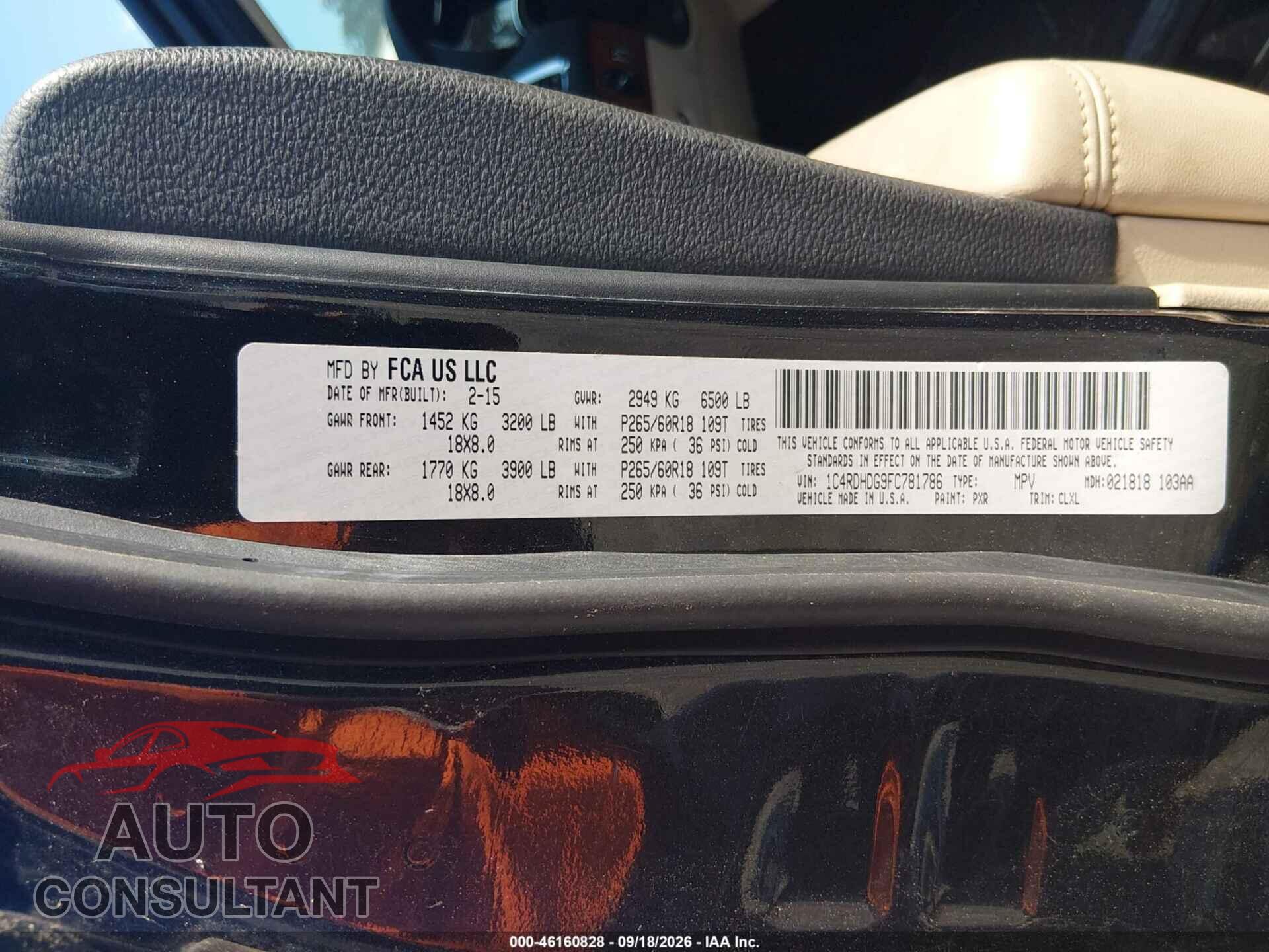 DODGE DURANGO 2015 - 1C4RDHDG9FC781786