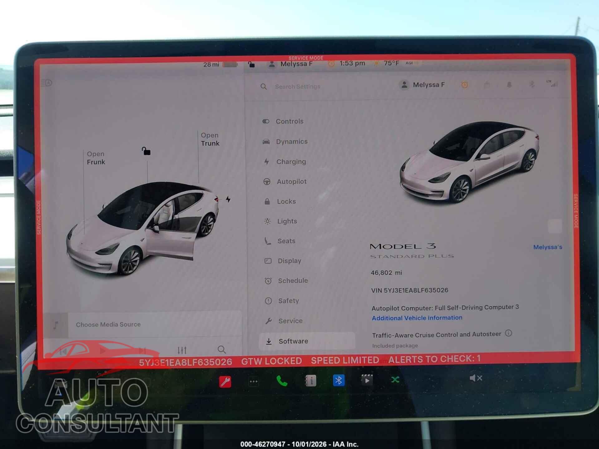 TESLA MODEL 3 2020 - 5YJ3E1EA8LF635026