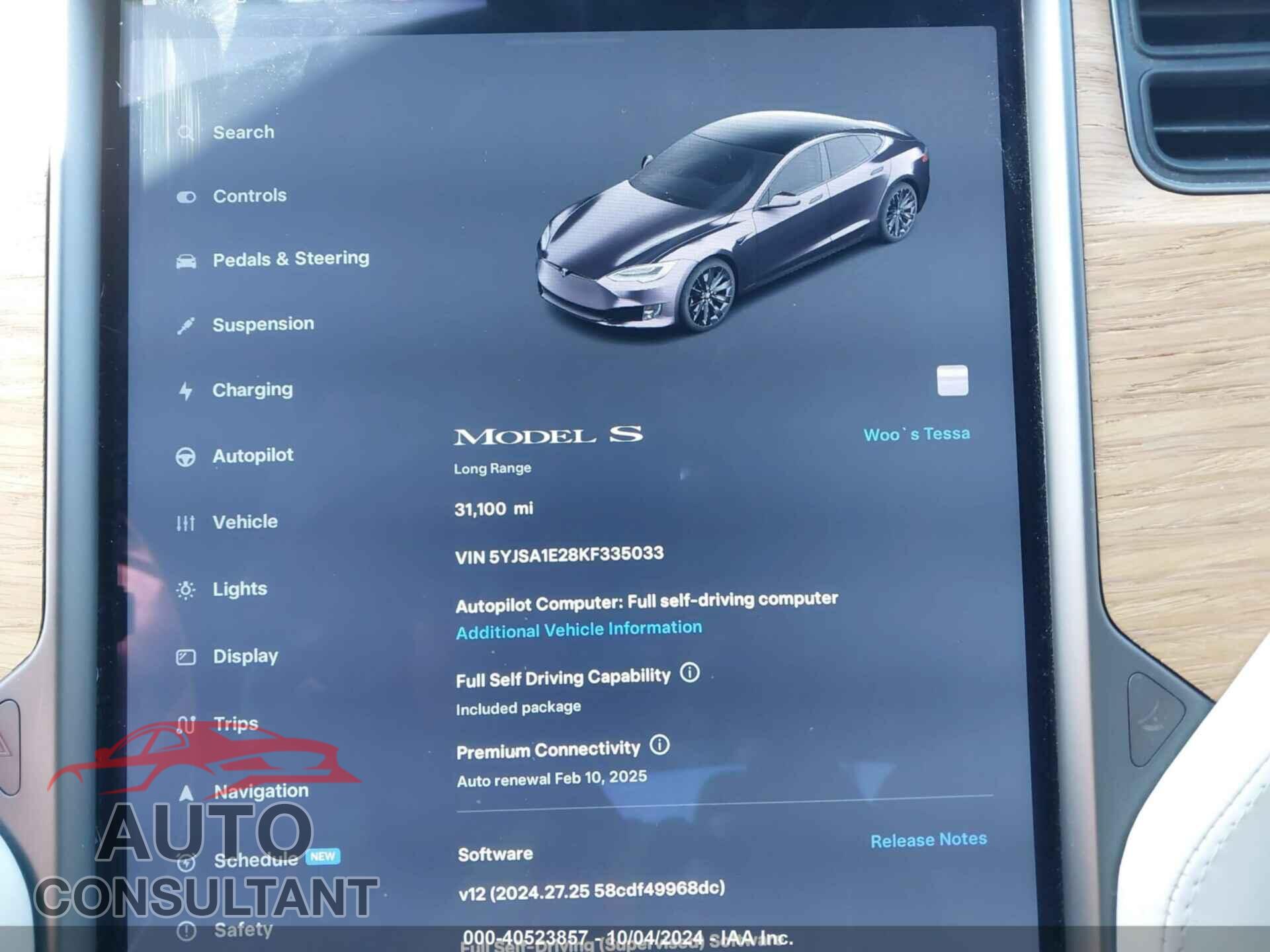 TESLA MODEL S 2019 - 5YJSA1E28KF335033