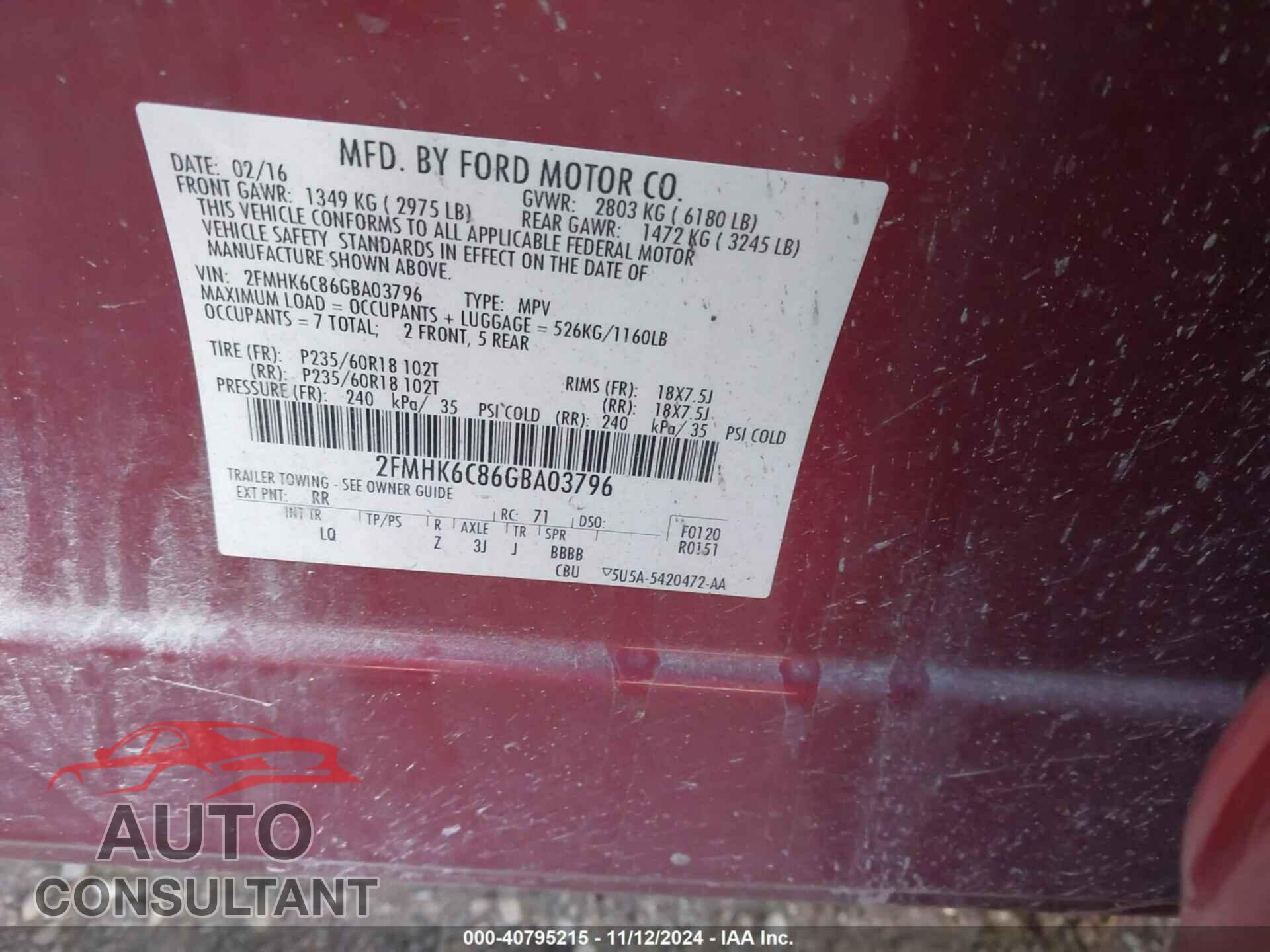 FORD FLEX 2016 - 2FMHK6C86GBA03796