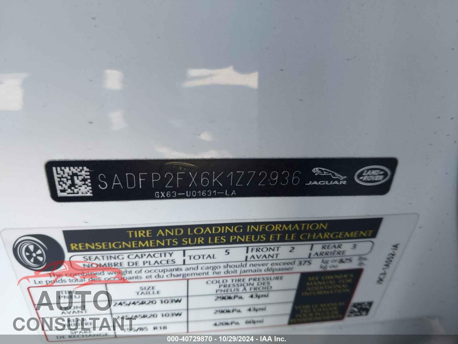JAGUAR E-PACE 2019 - SADFP2FX6K1Z72936