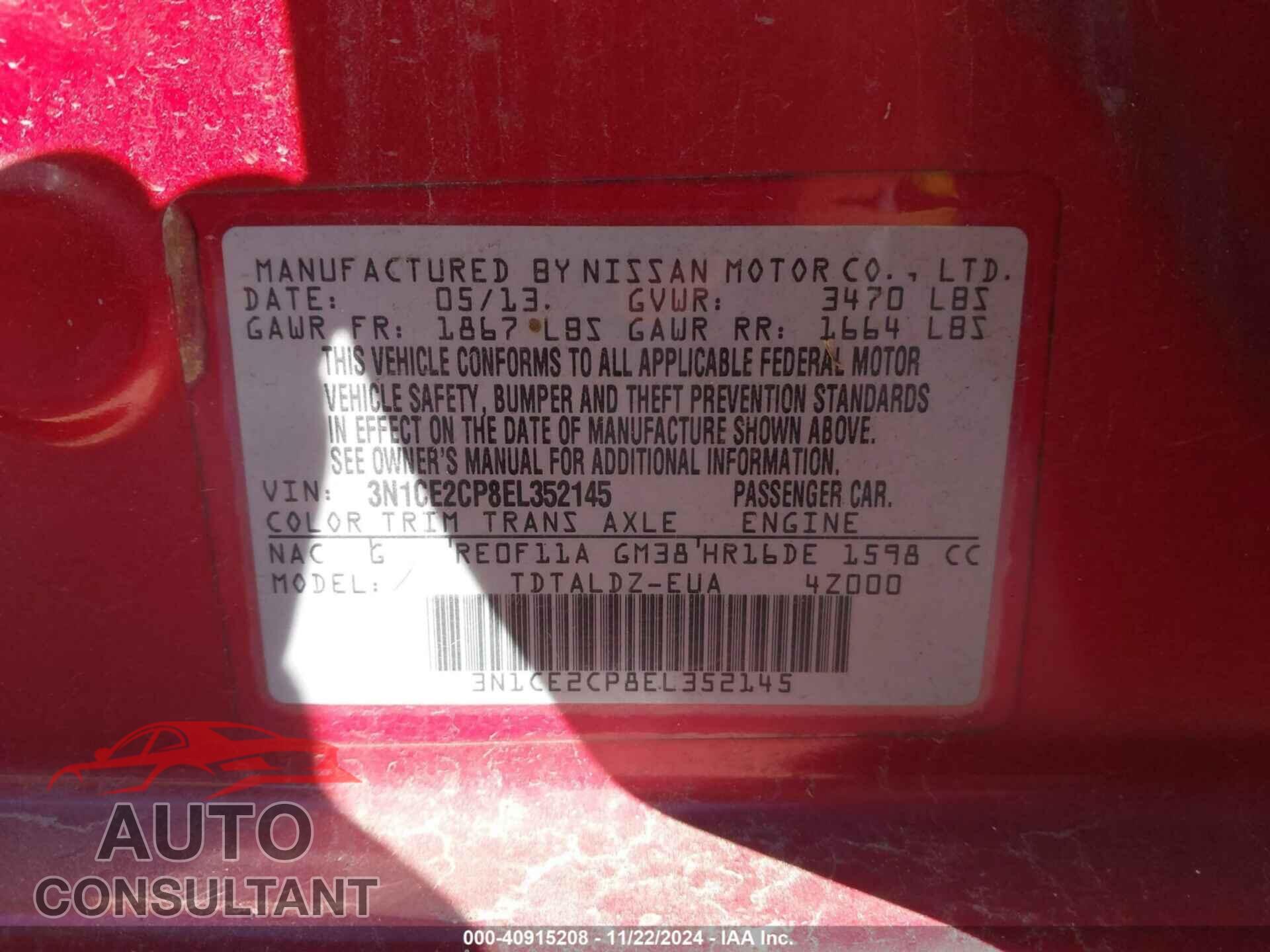 NISSAN VERSA NOTE 2014 - 3N1CE2CP8EL352145