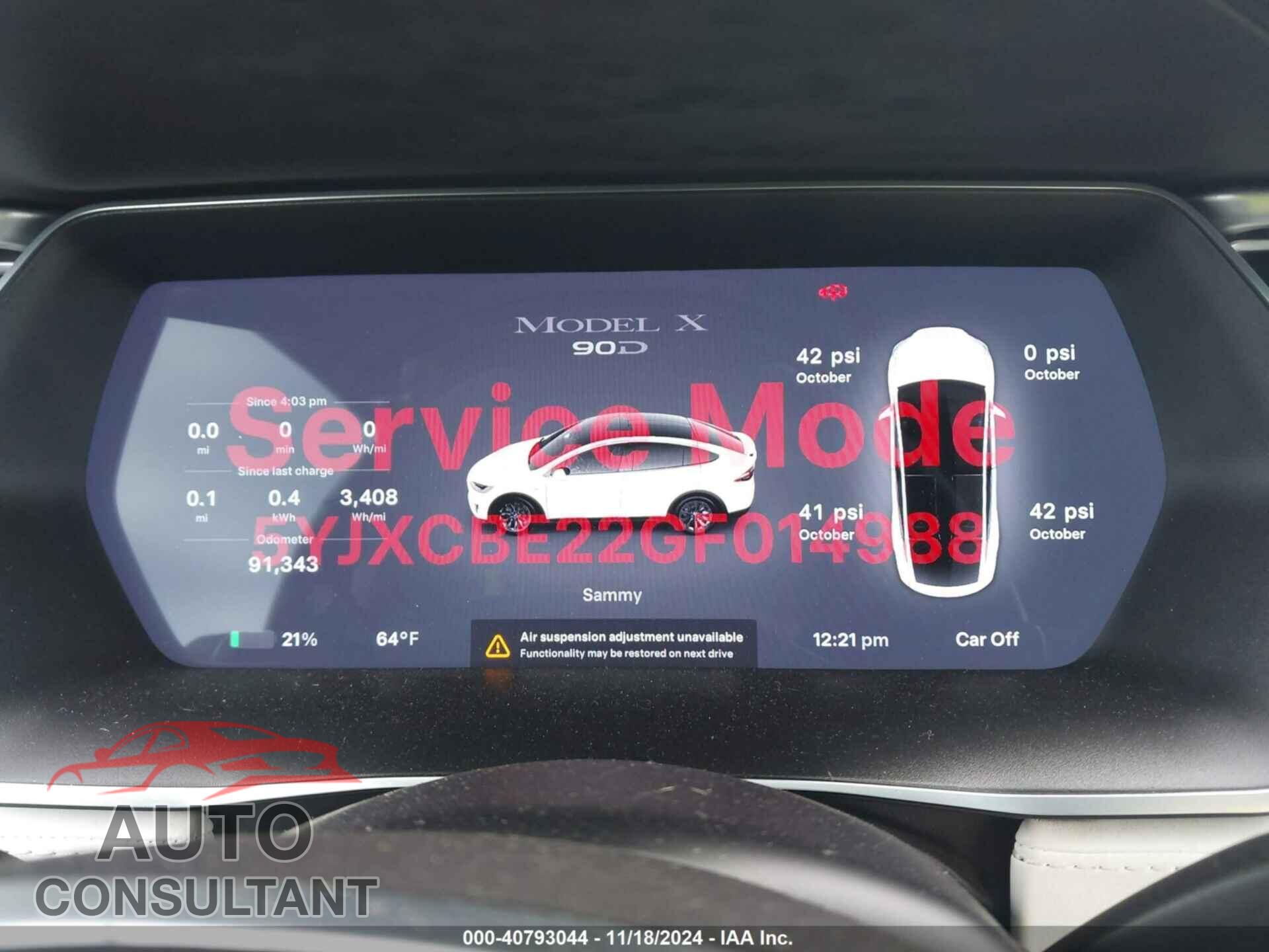 TESLA MODEL X 2016 - 5YJXCBE22GF014988