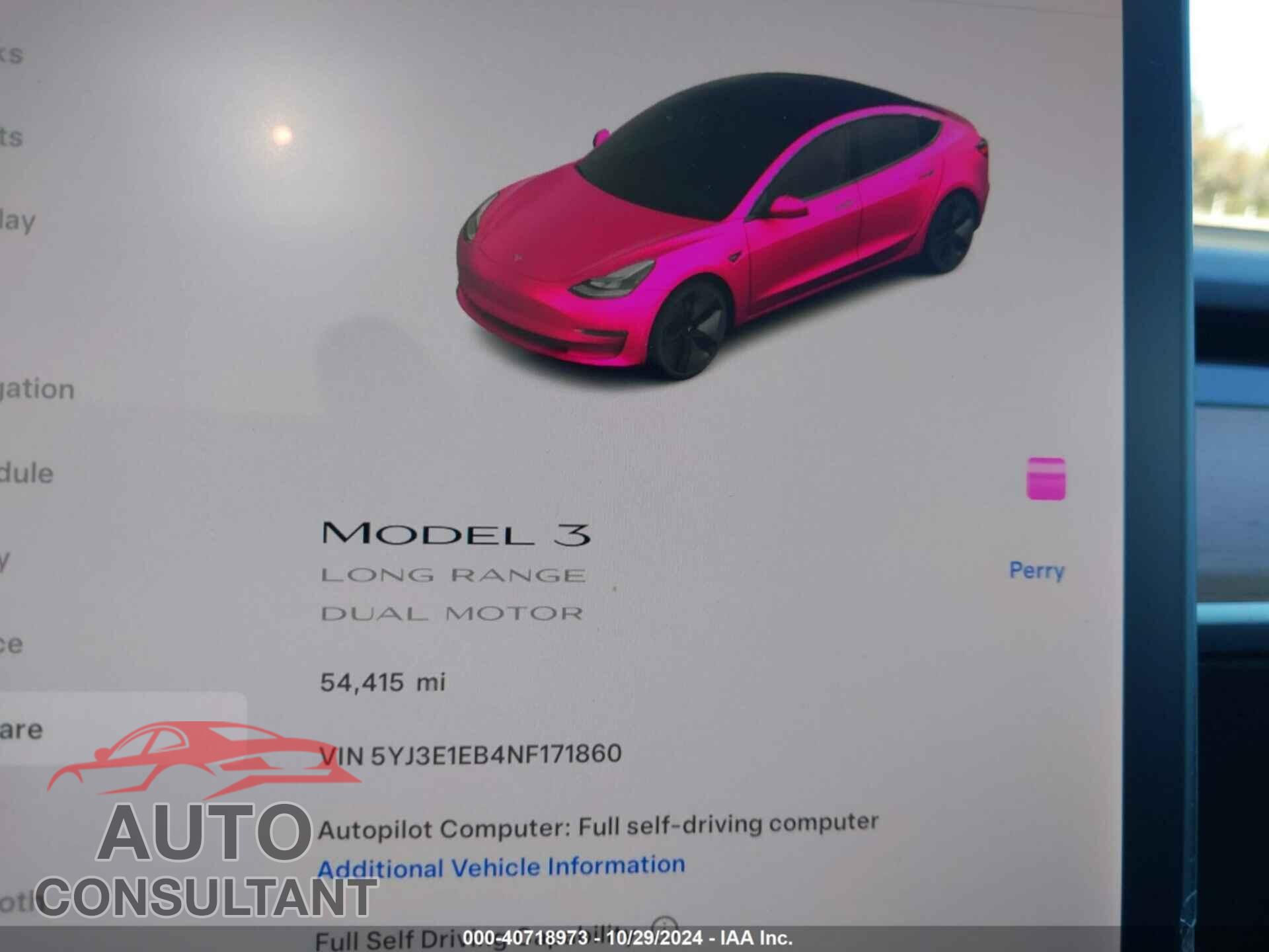 TESLA MODEL 3 2022 - 5YJ3E1EB4NF171860