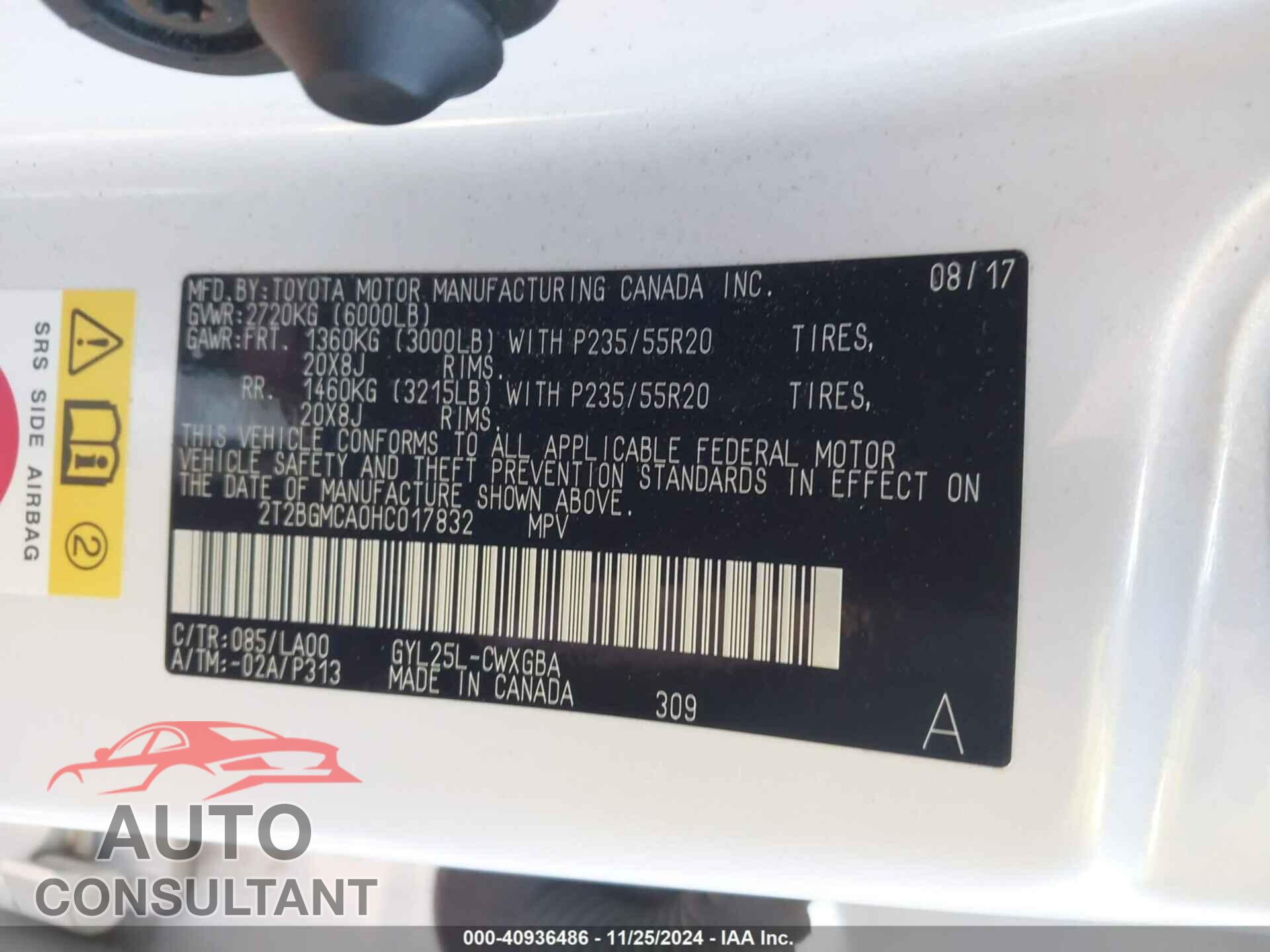 LEXUS RX 450H 2017 - 2T2BGMCA0HC017832