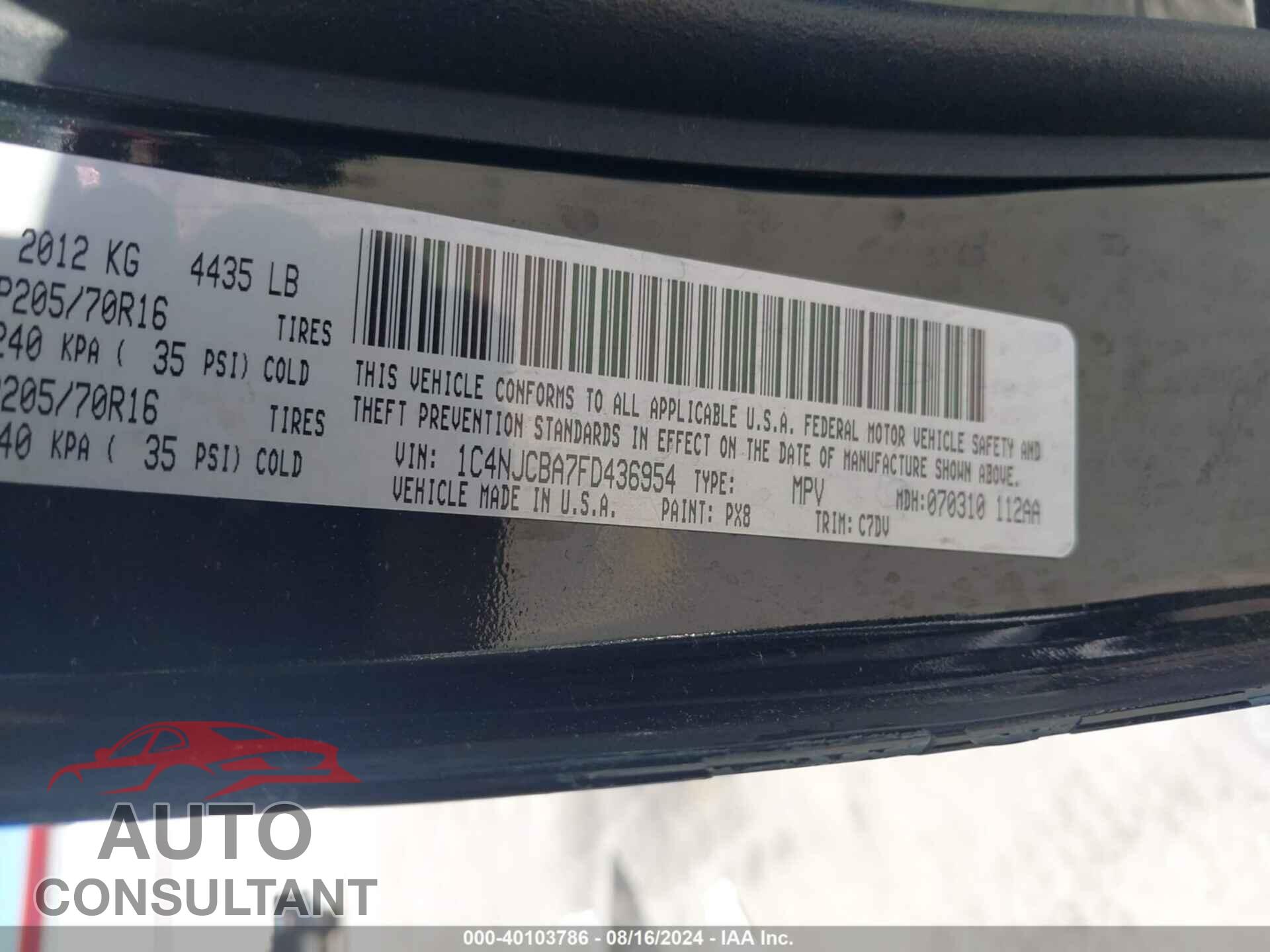 JEEP COMPASS 2015 - 1C4NJCBA7FD436954